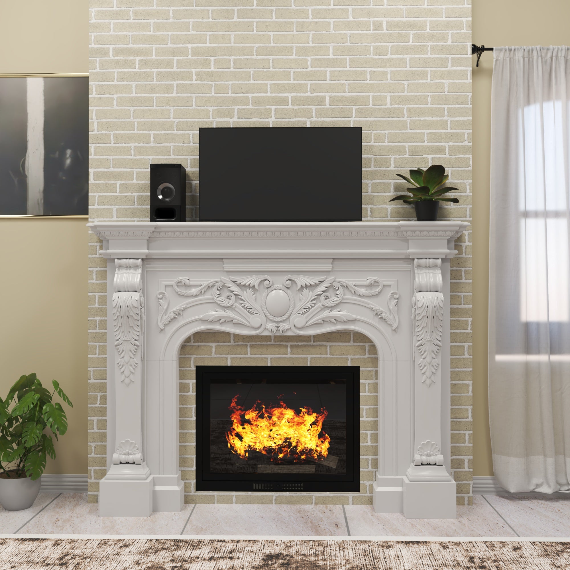 Luxury Carved Fireplace Mantel Fire Mantel