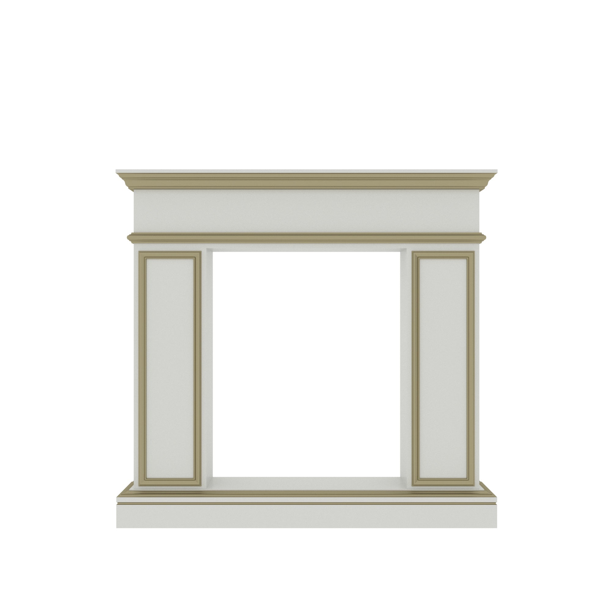 Classic White Fireplace Mantel with Gold Trim - 51" Traditional Fire Surround Fire Mantel