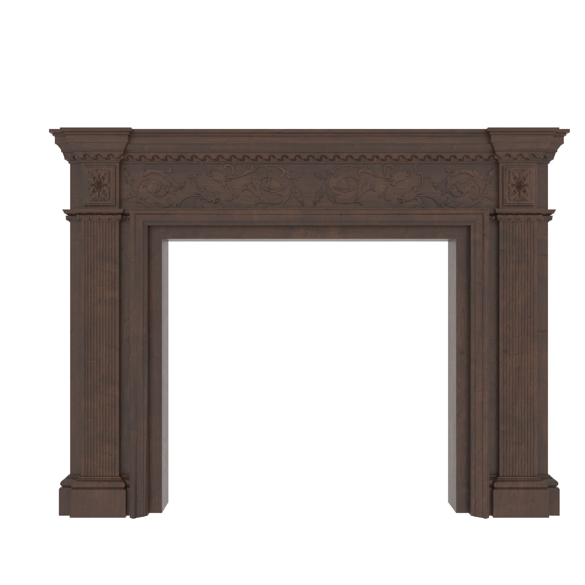 Hand-Carved Solid Wood Fireplace Mantel Unit Fire Mantel