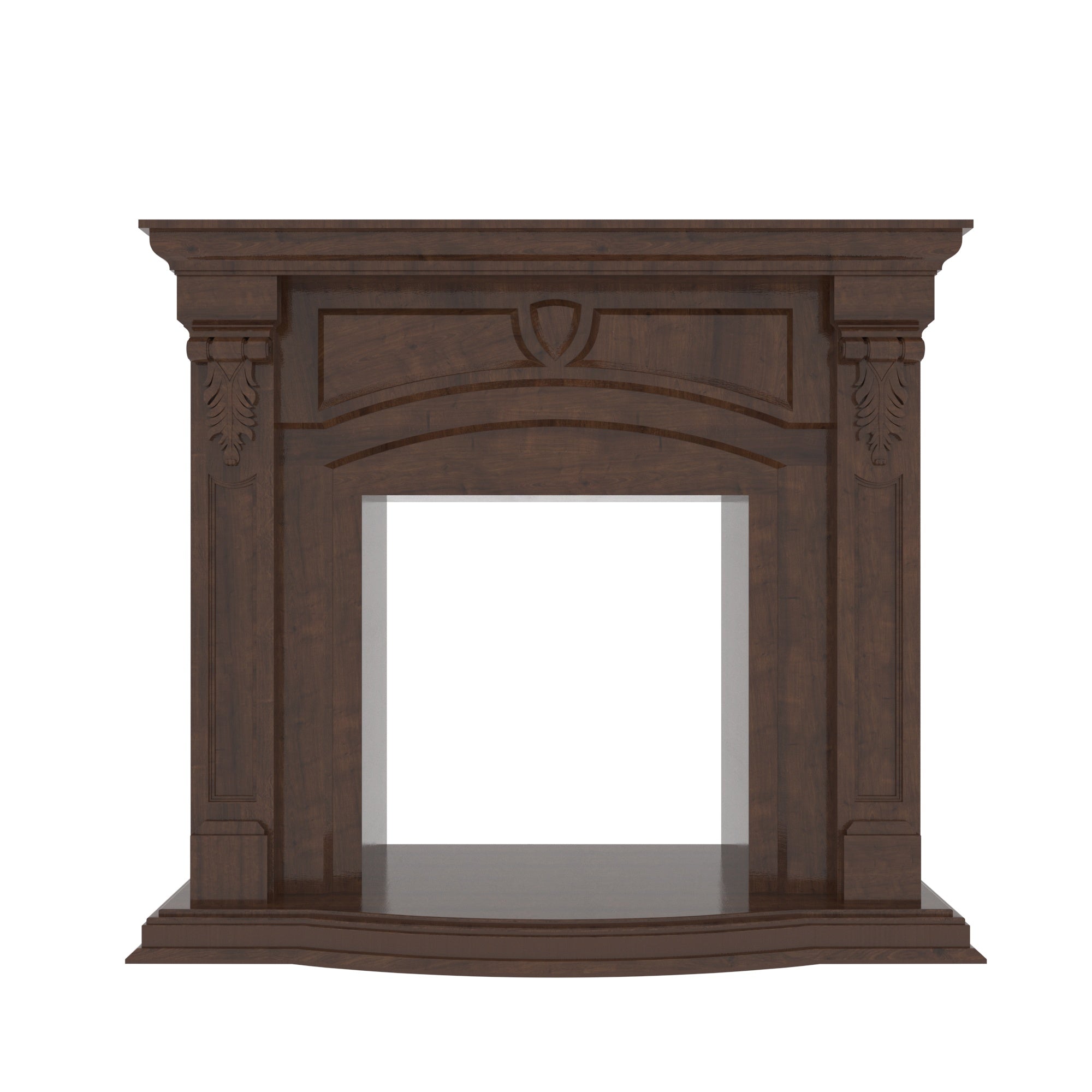 Classic Arched Solid Wood Fireplace Mantel Unit with Carved Detailing Fire Mantel