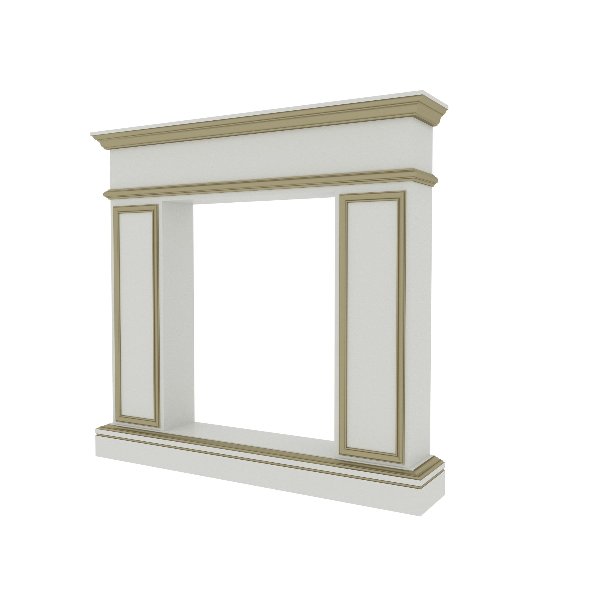 Classic White Fireplace Mantel with Gold Trim - 51" Traditional Fire Surround Fire Mantel