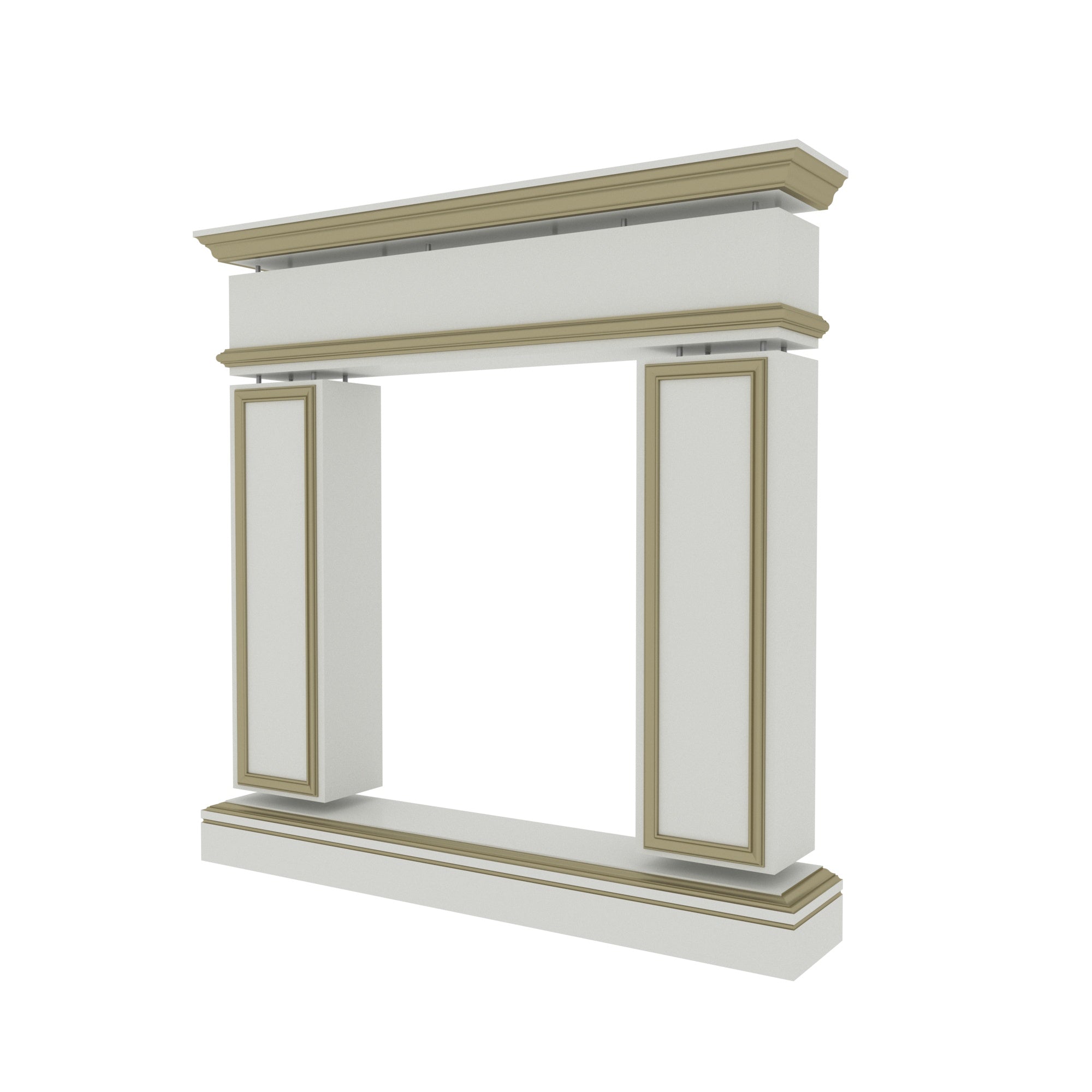 Classic White Fireplace Mantel with Gold Trim - 51" Traditional Fire Surround Fire Mantel