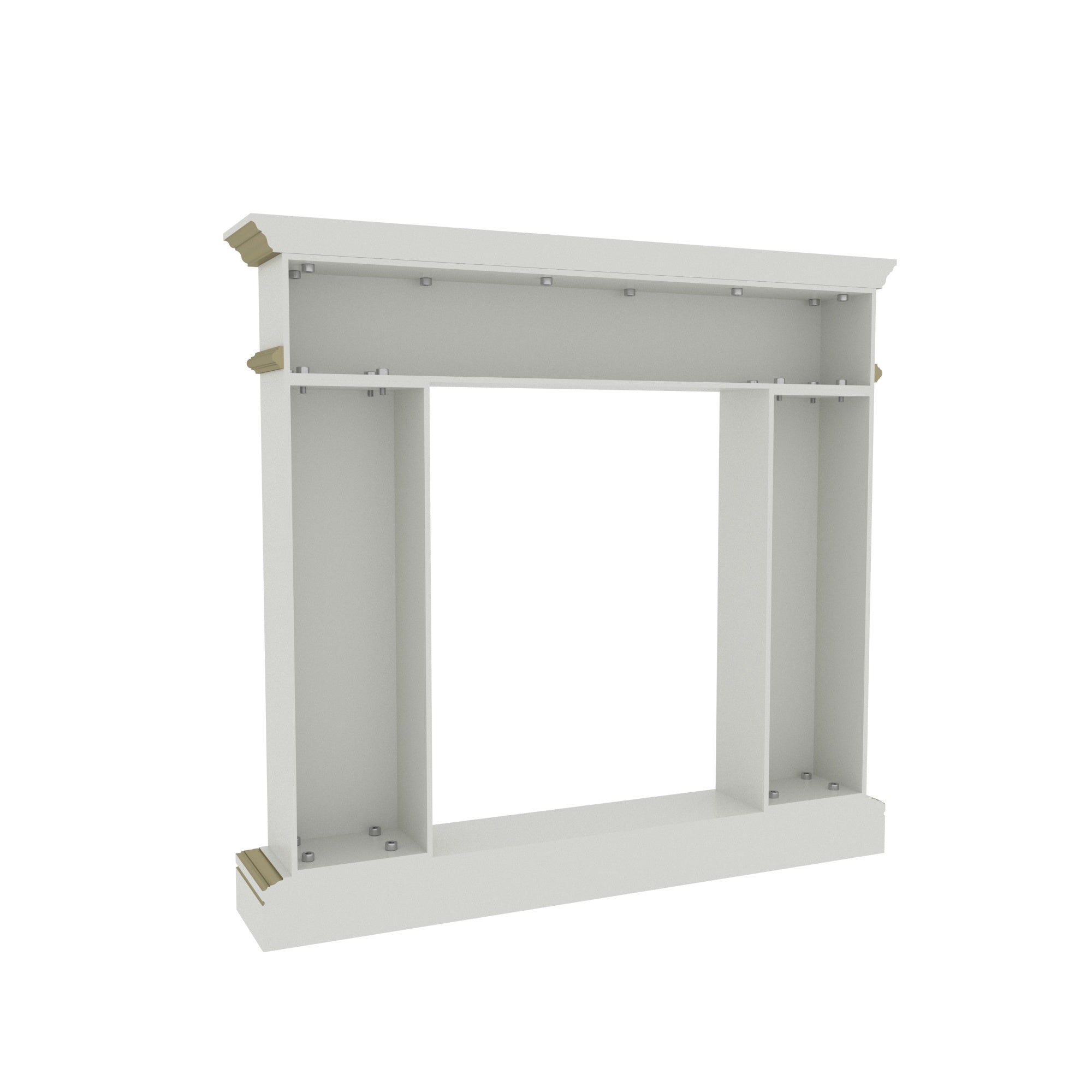 Classic White Fireplace Mantel with Gold Trim - 51" Traditional Fire Surround Fire Mantel