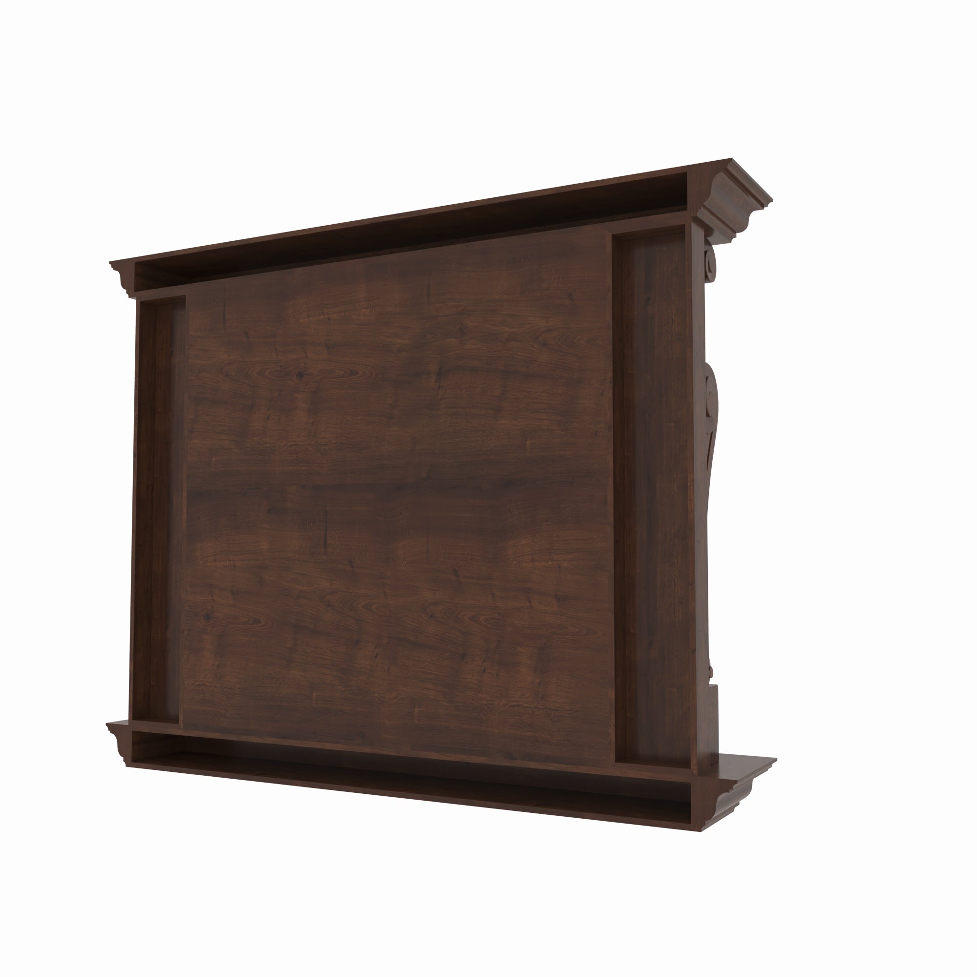 Hand-Carved Solid Wood Fireplace TV Wall Unit with Classic Mantel Shelf Fire Mantel