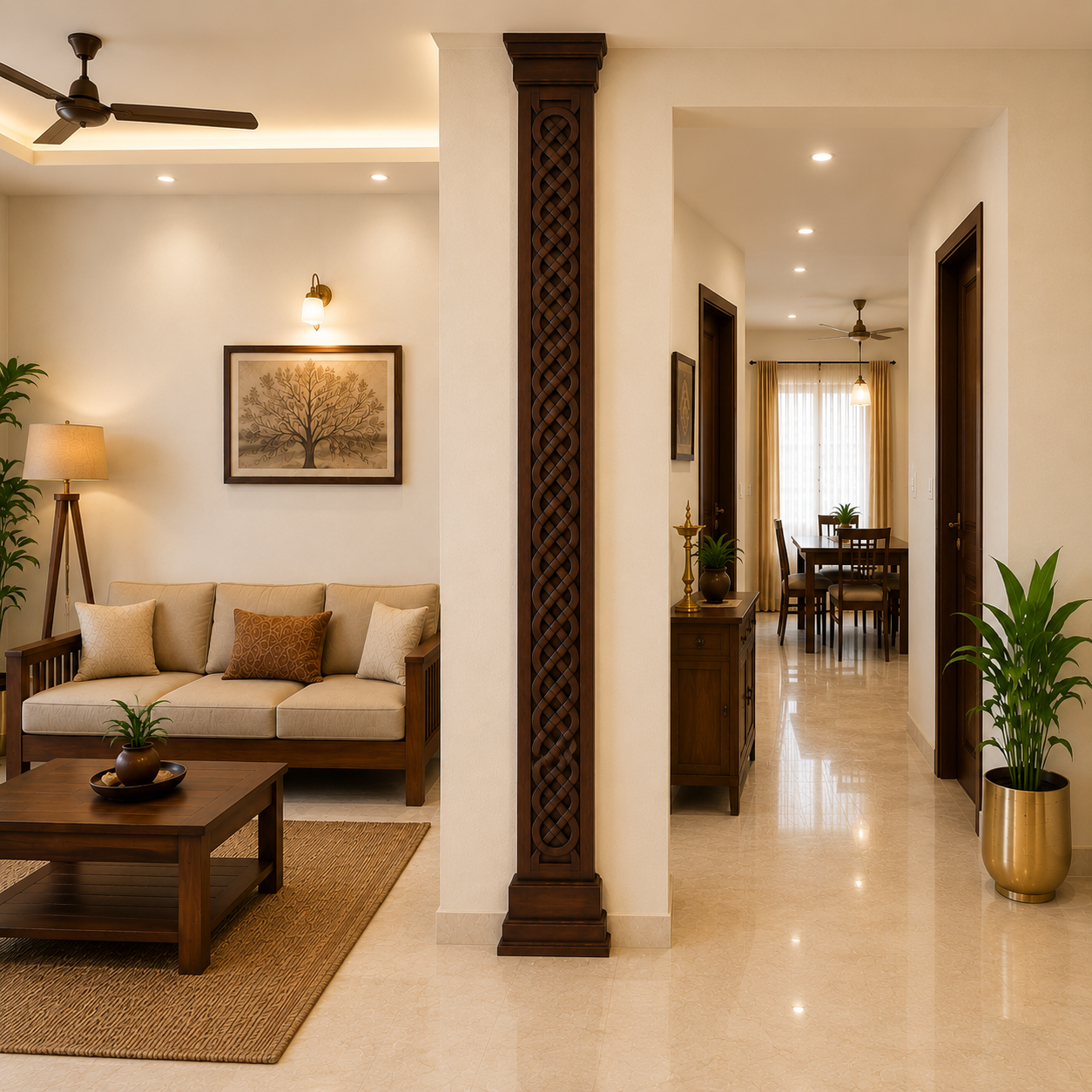 Hand-Carved Interlaced Decorative Pillar Pillar