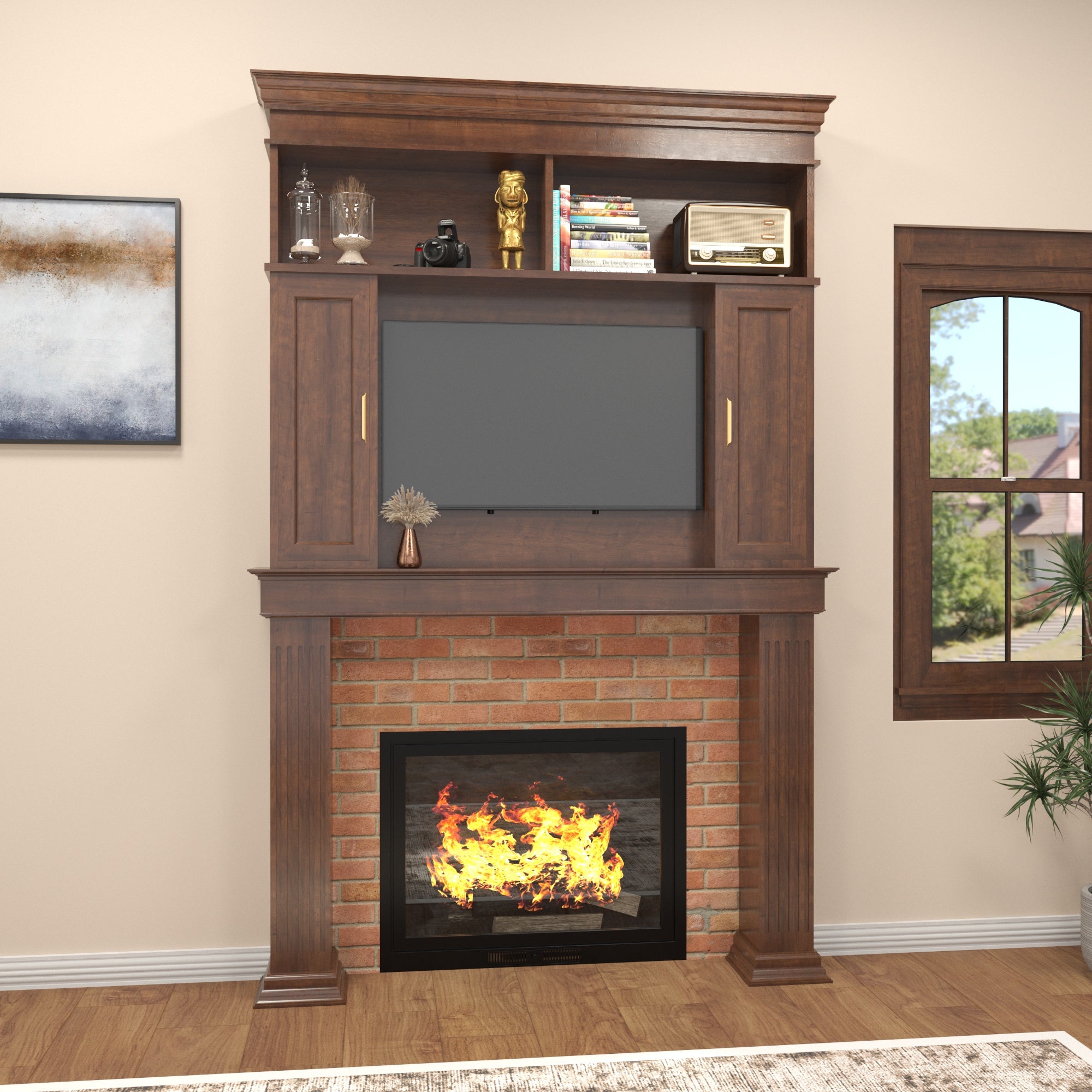 Classic Fireplace TV Unit with Display Shelving Tv stand