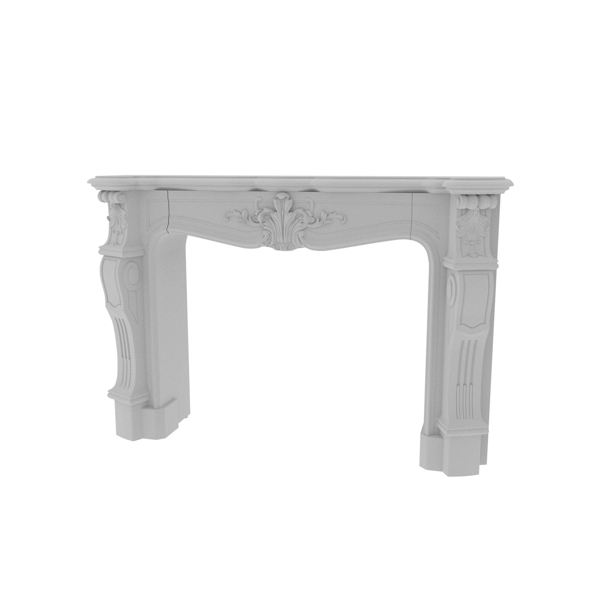 Elegant French Provincial Fireplace Mantel - White Ornate Design Fire Mantel