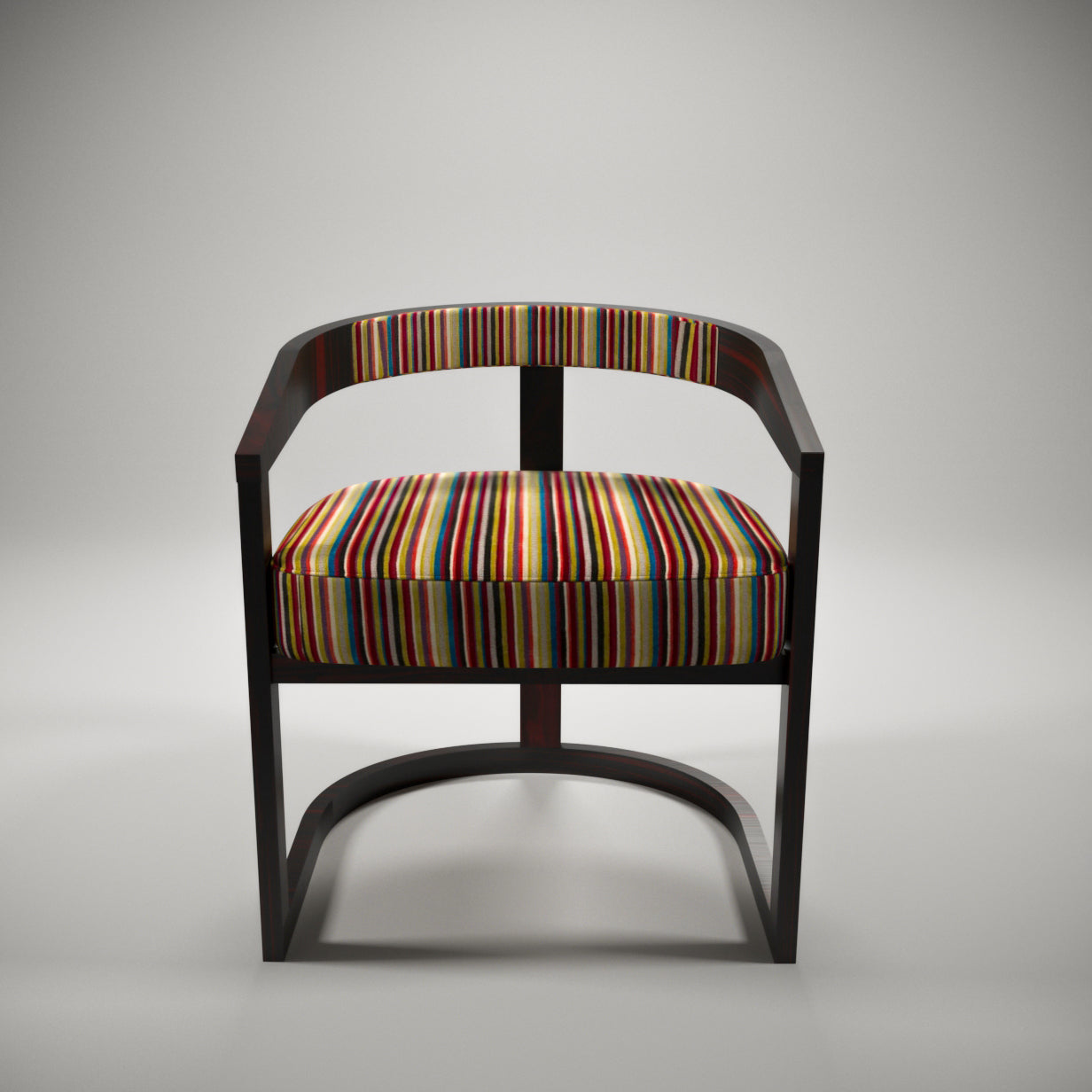 Modern Montage Round Curved Arm Wood Chair Arm Chair