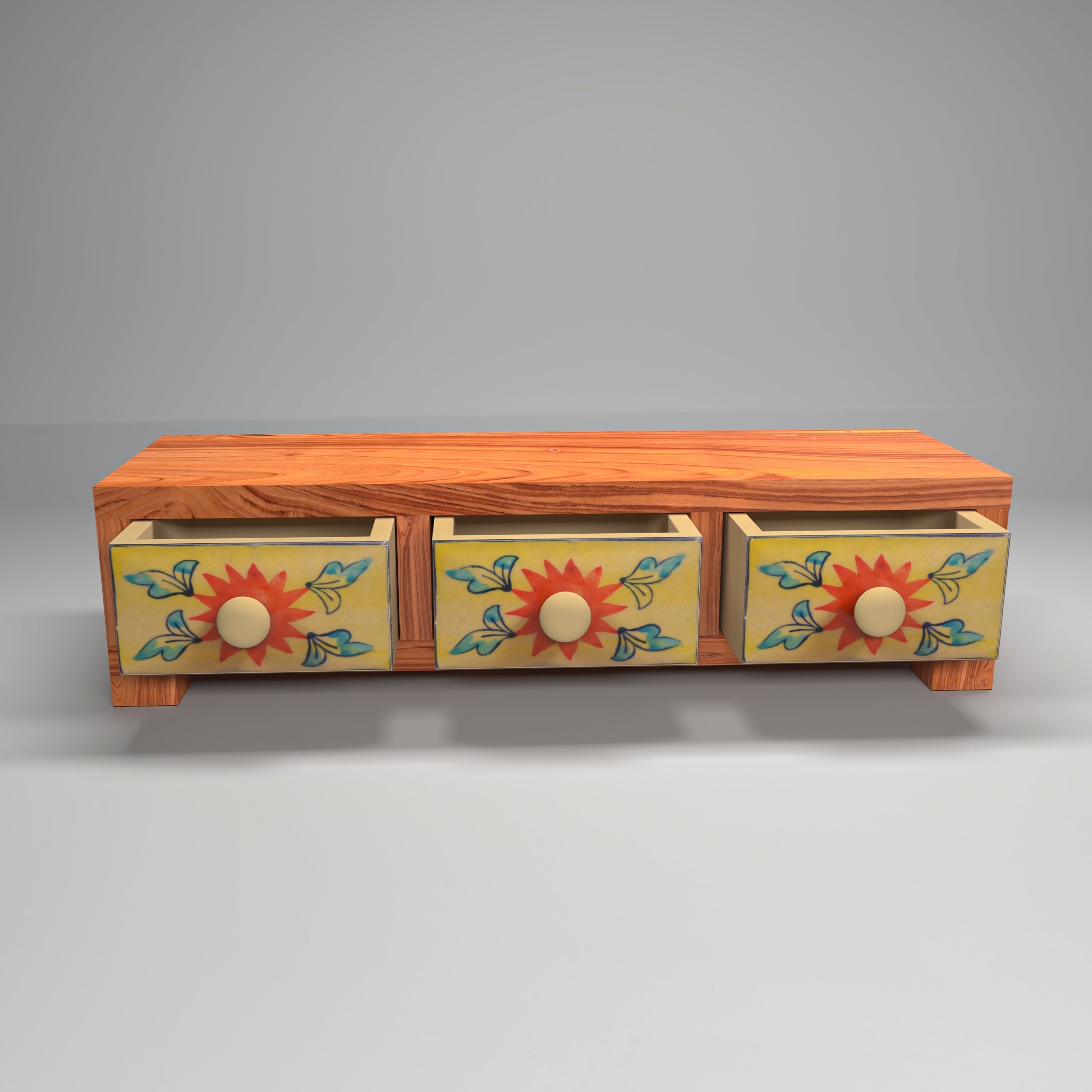 Premium Triple Drawer Wide Ceramic Organizer Desk Organizer