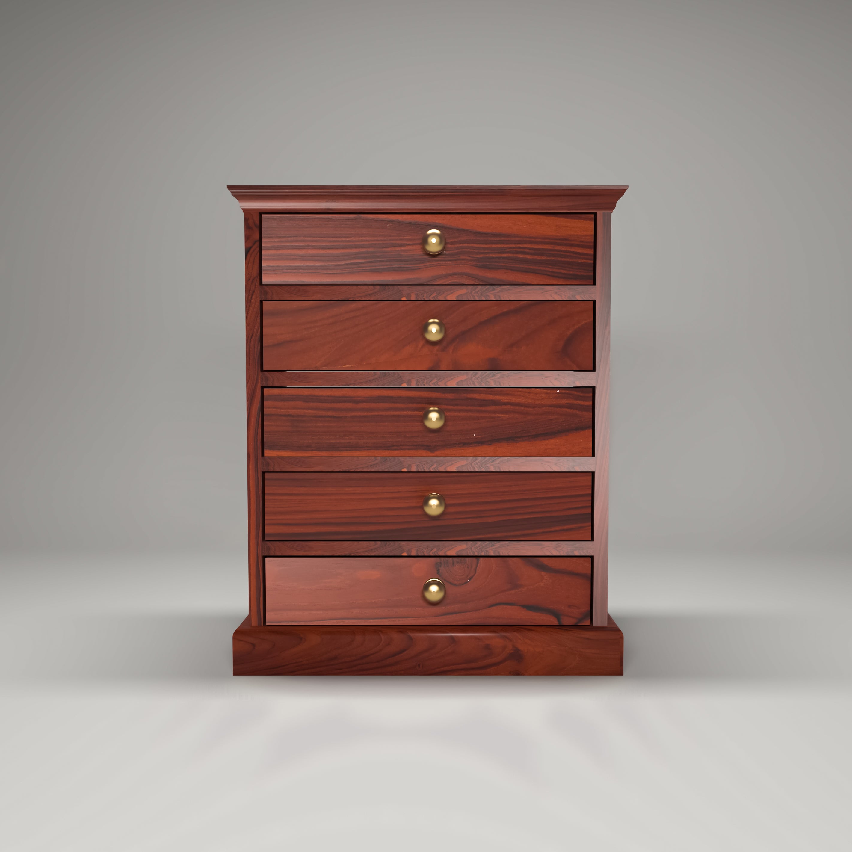 5 Drawer Pillar Box Bureau (Mahogany Touch) Desk Organizer