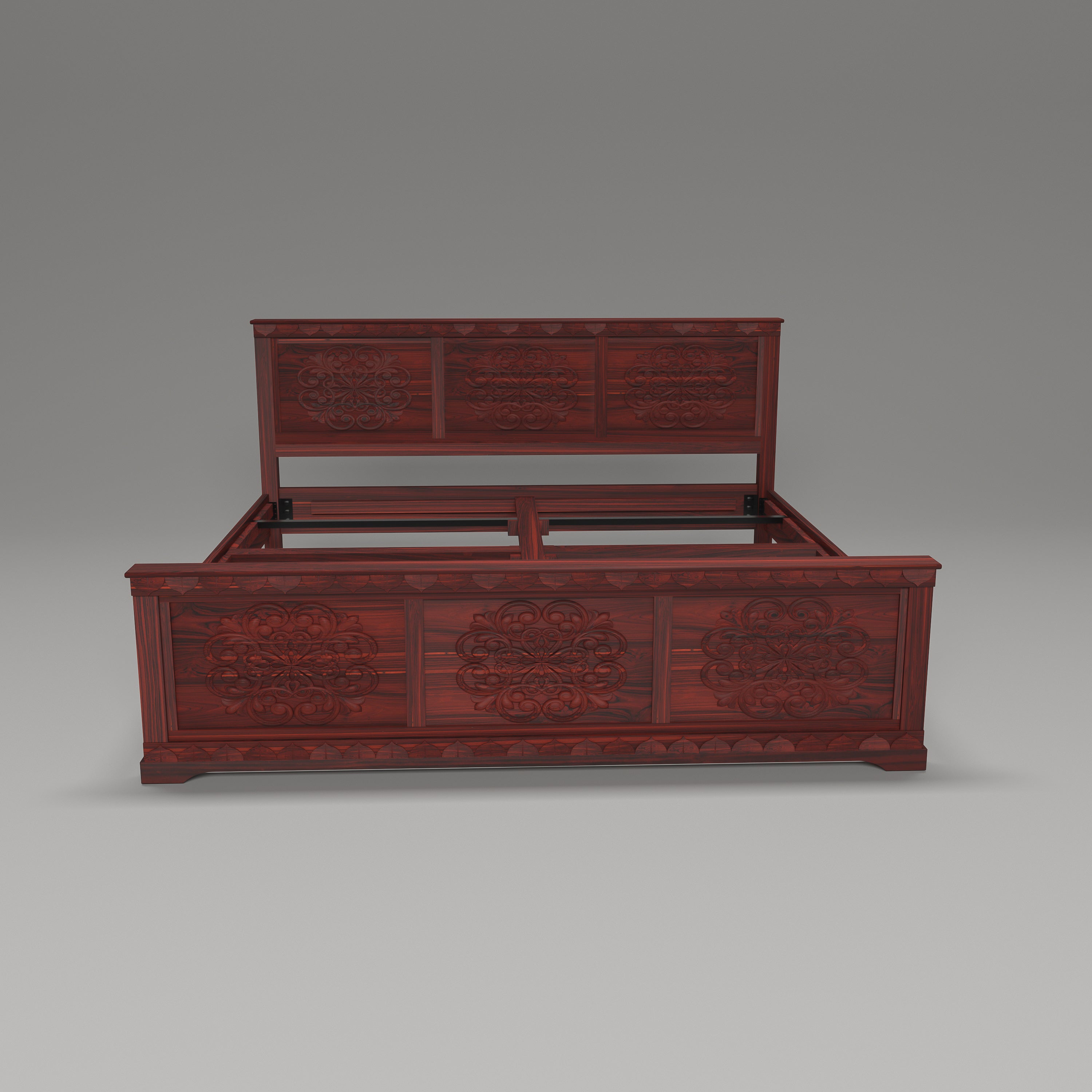 Solid wood Flower Carved Bed (Teak wood) Bed