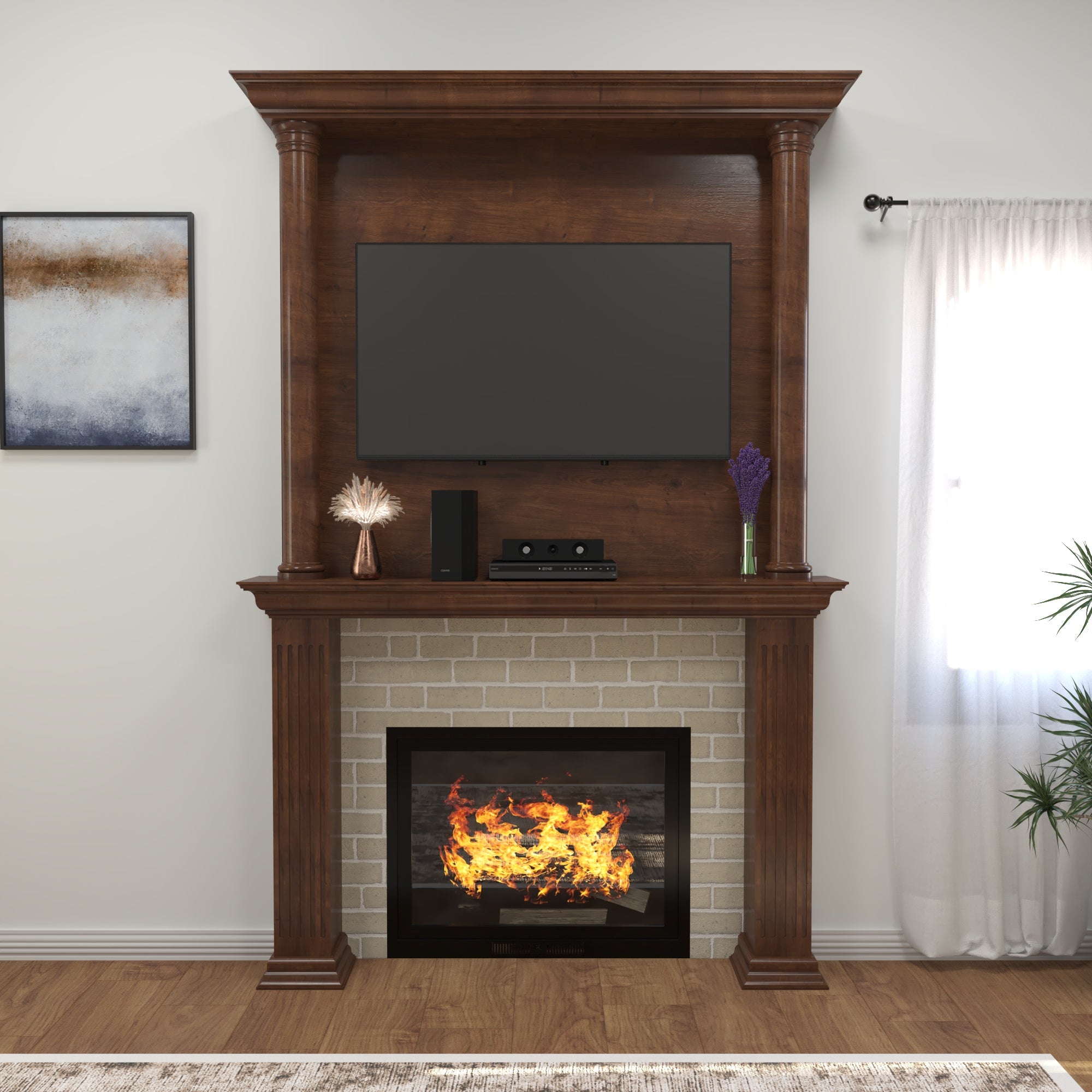 Grand Heritage Fireplace Entertainment Wall Unit Tv stand