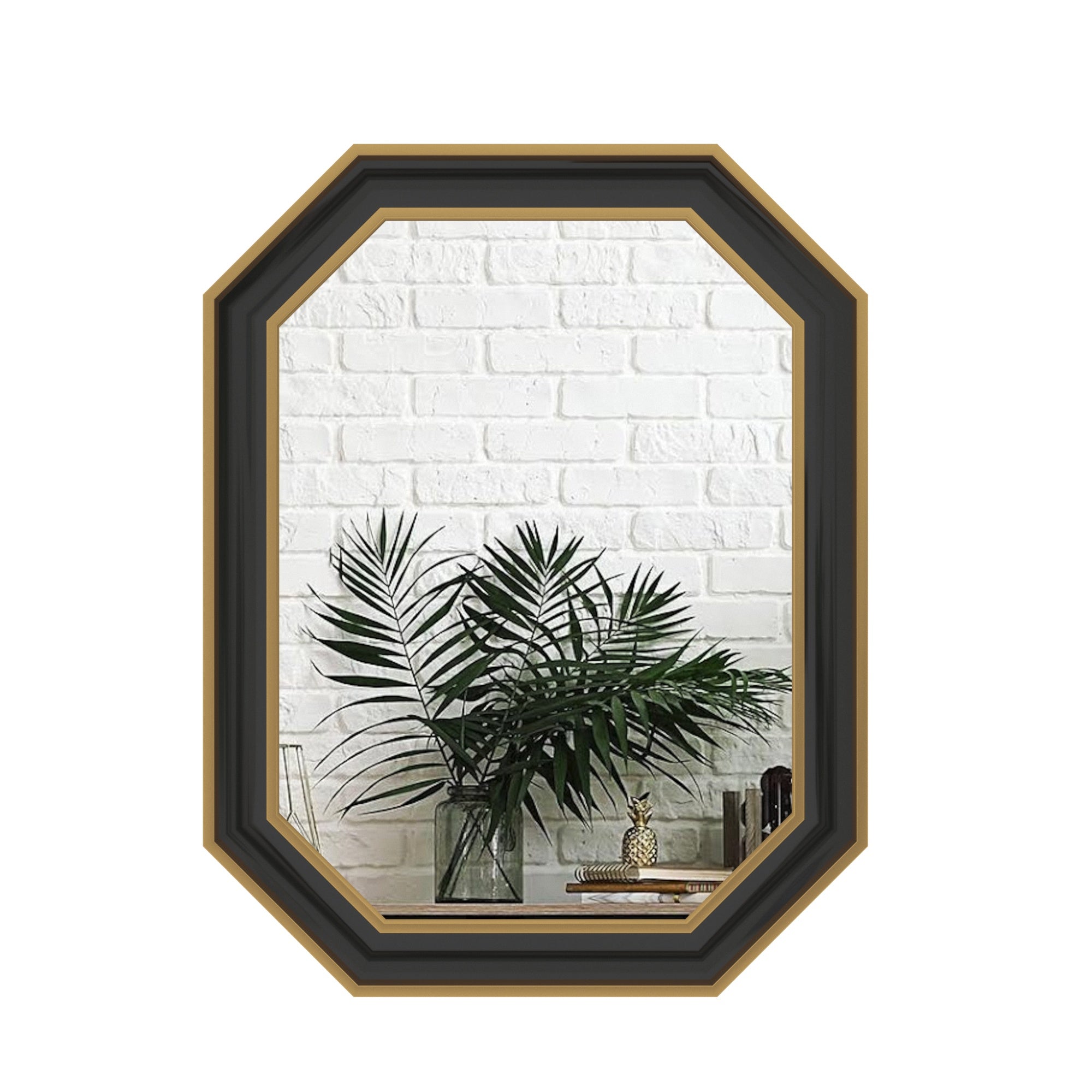 Modern Octagonal Wall Mirror with Dual-Tone Frame Mirror