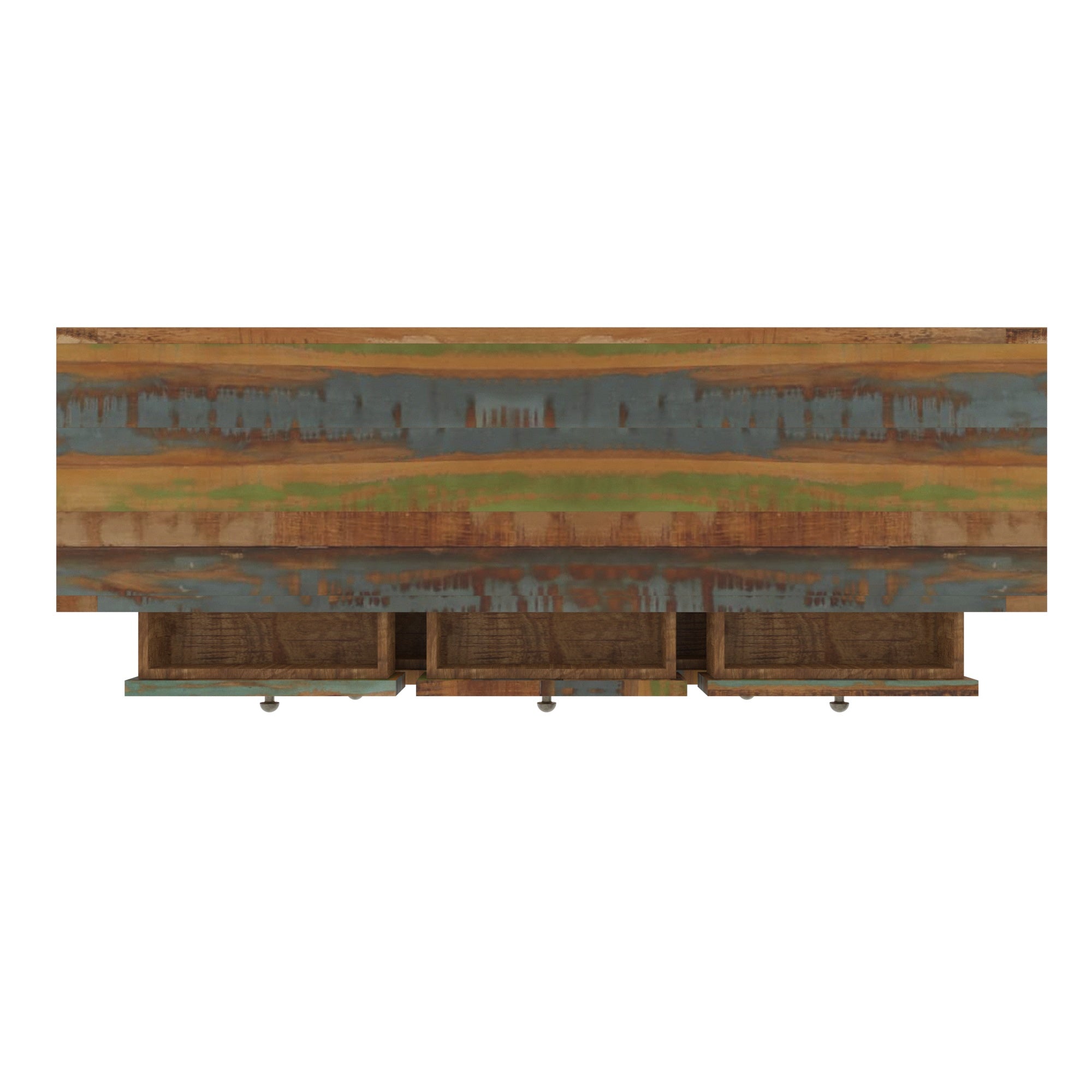 Colorful Reclaimed Wood Console Table - Rustic Entryway Storage Cupboard