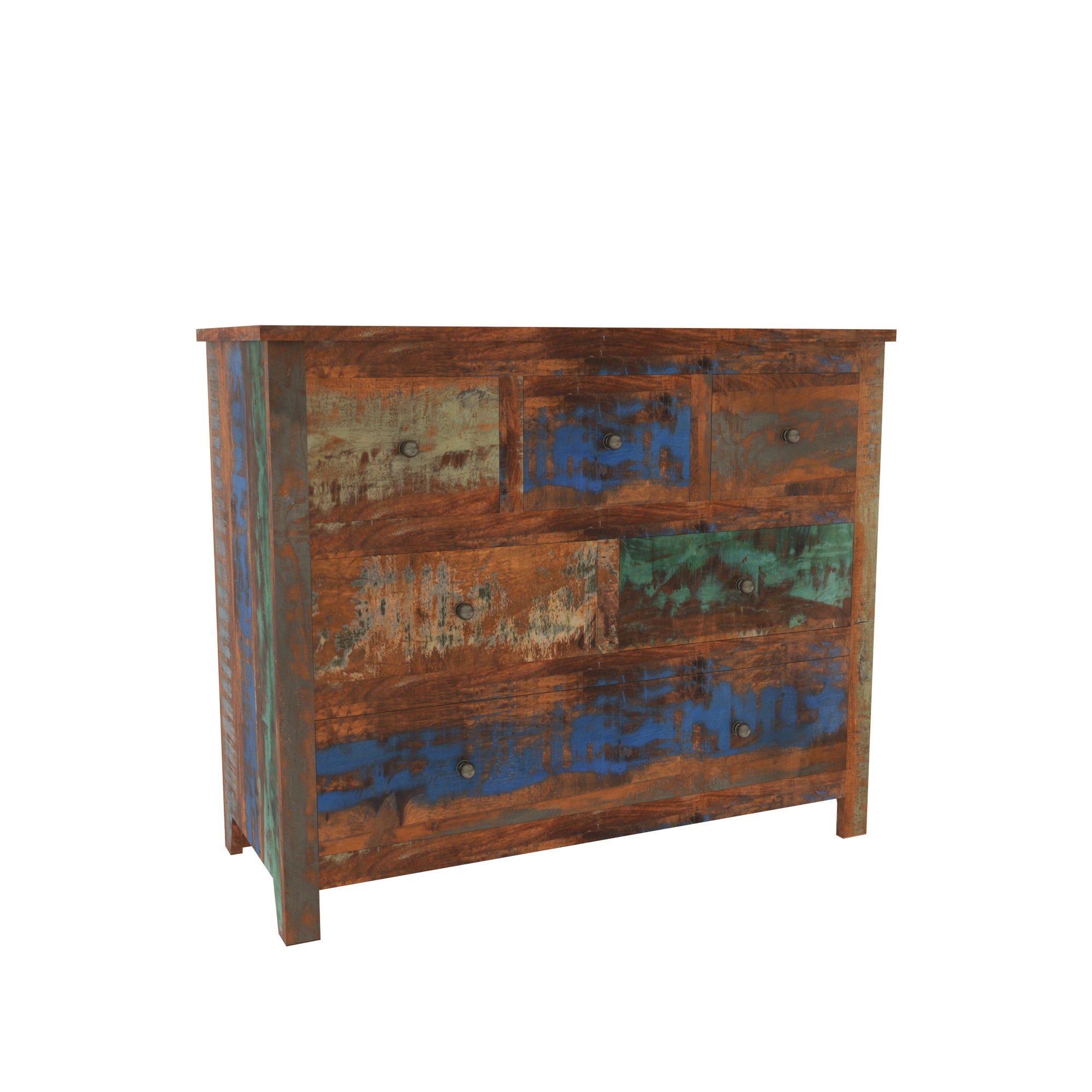 Colorful Reclaimed Wood Storage Chest - Rustic Drawer Cabinet Drawer's Chest