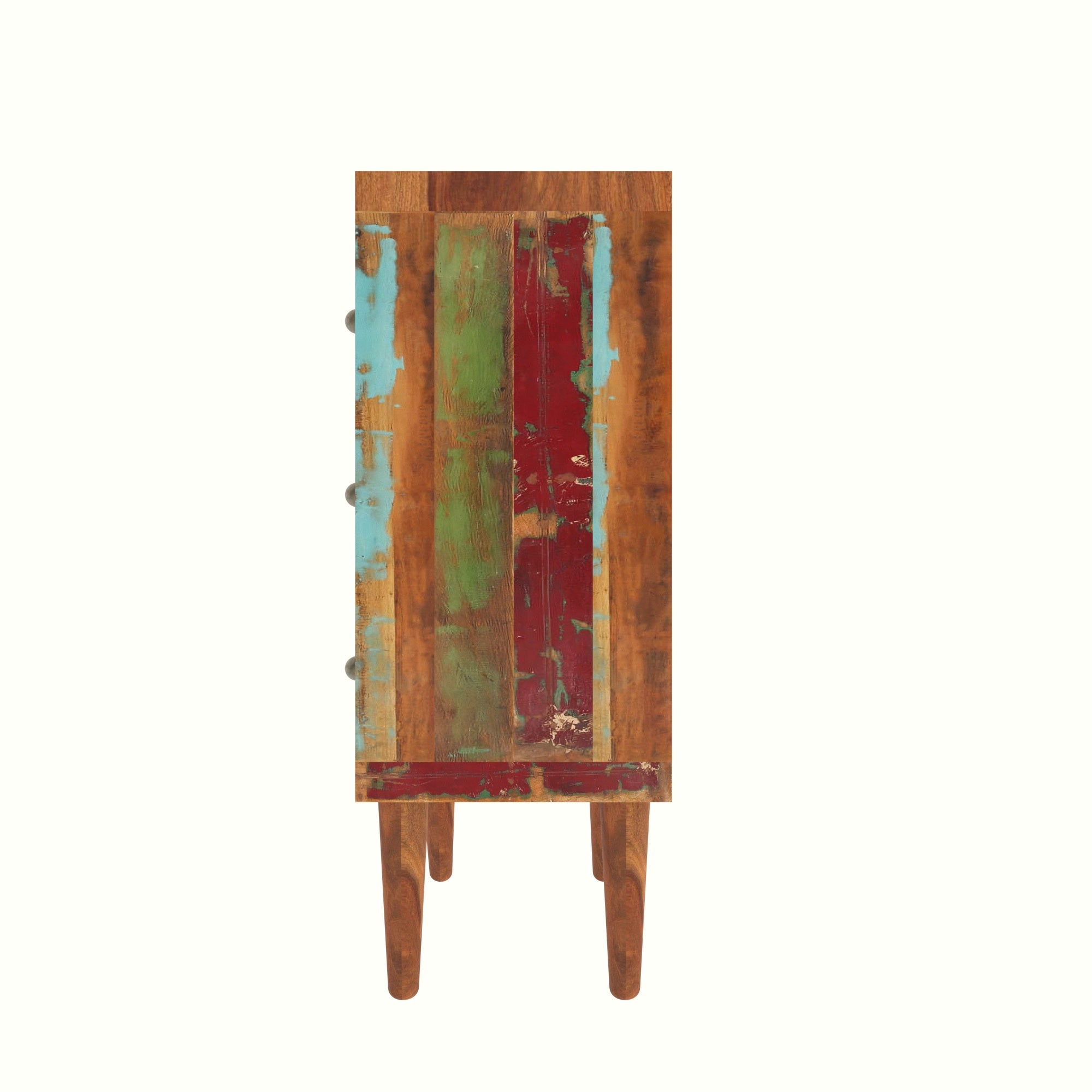 Colorful Reclaimed Wood Cabinet - Mid-Century Storage Unit Cupboard