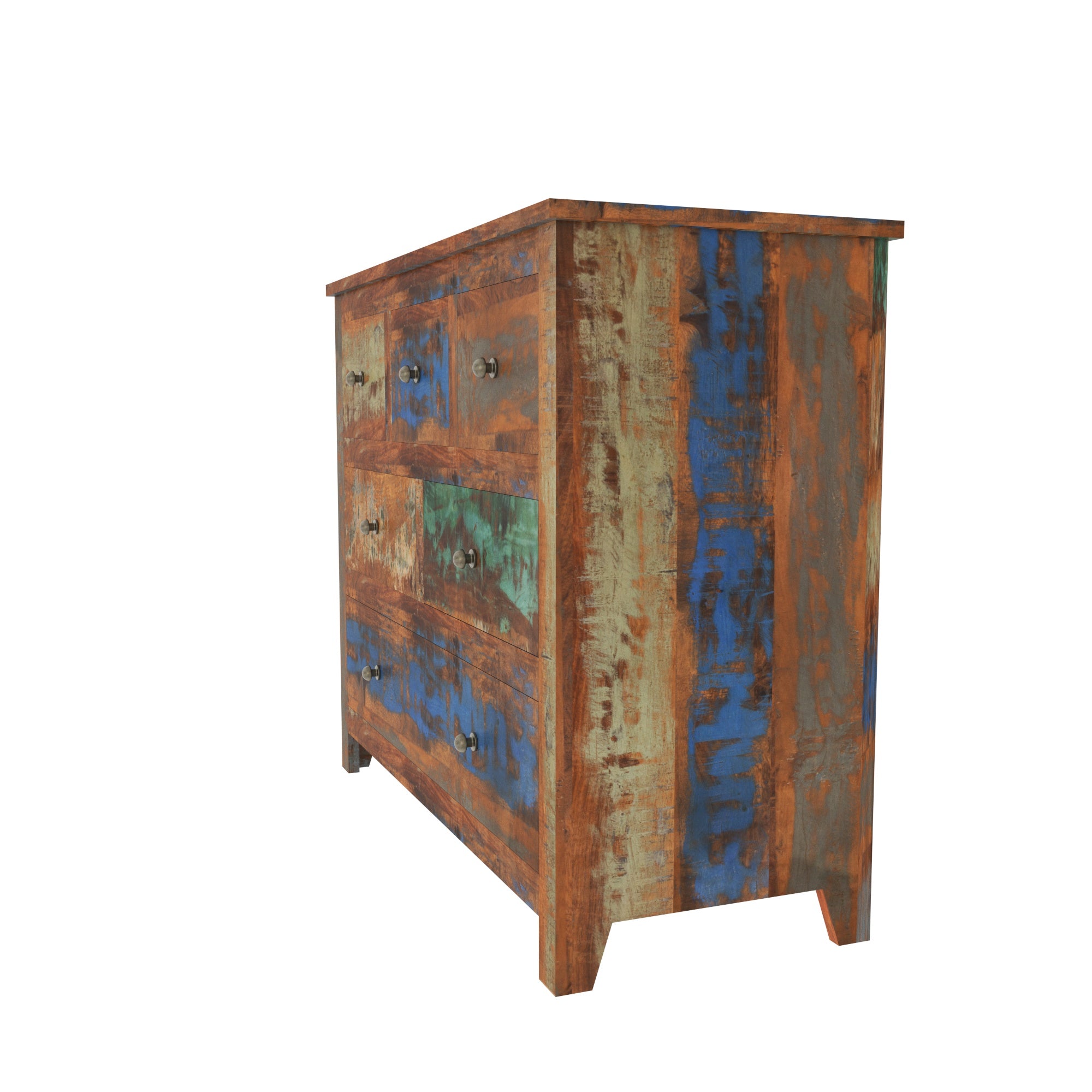 Colorful Reclaimed Wood Storage Chest - Rustic Drawer Cabinet Drawer's Chest