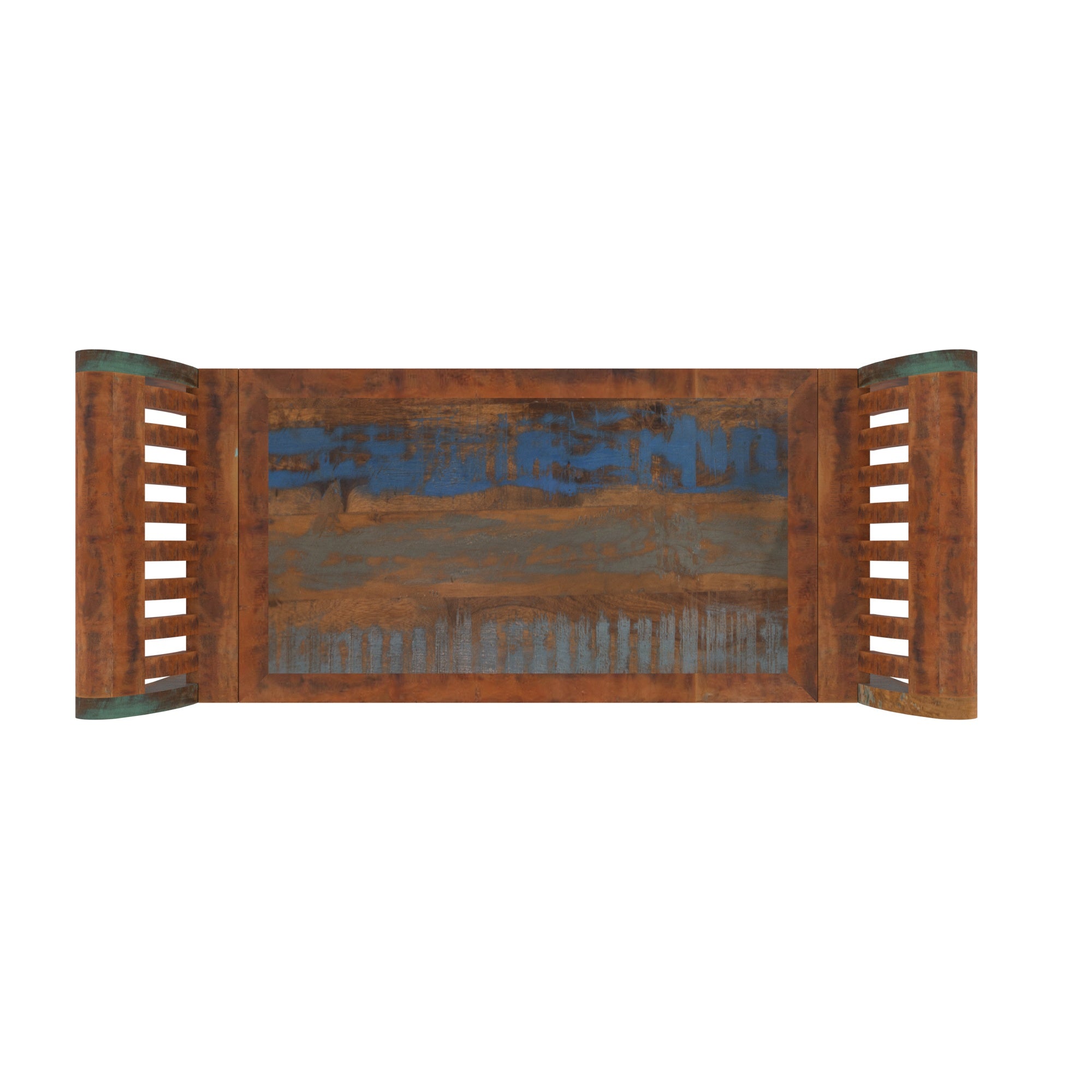 Colorful Reclaimed Wood Storage Bench - Sleigh Style Entryway Seat Bench