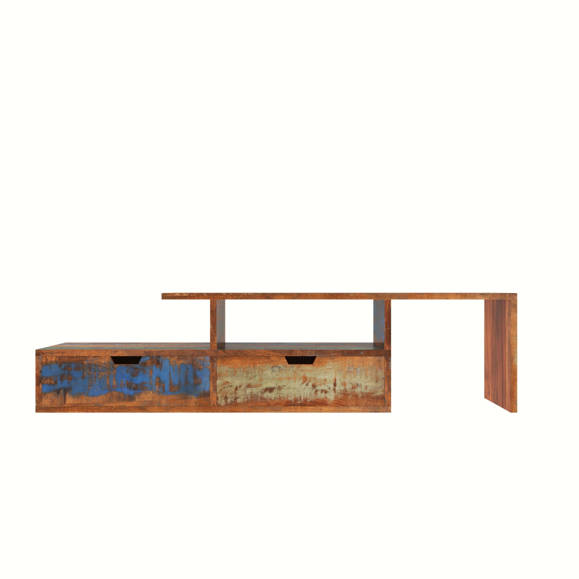 Colorful Reclaimed Wood TV Stand - Extendable Entertainment Unit Tv stand