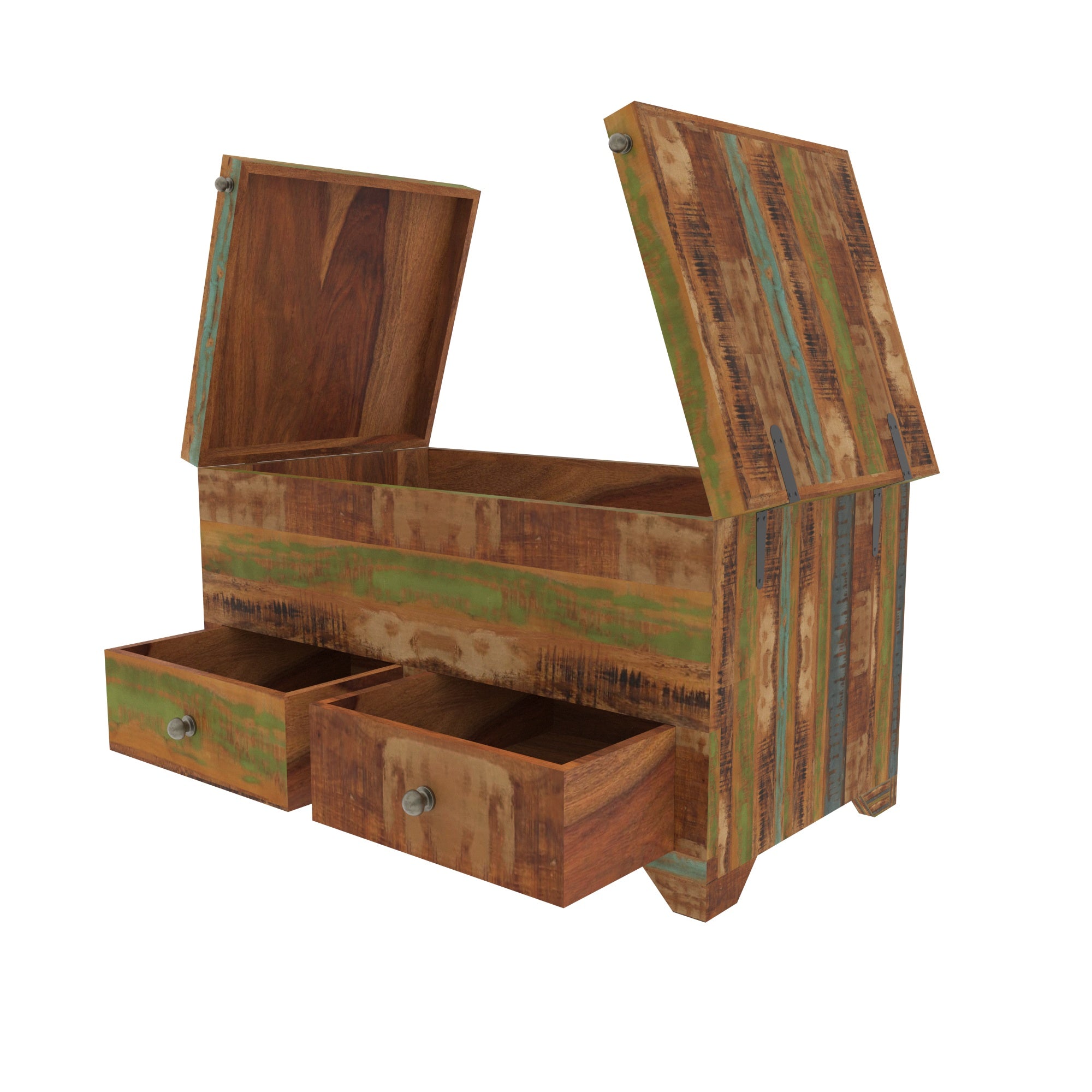Colorful Reclaimed Wood Storage Chest - Multi-Drawer Cabinet Drawer's Chest