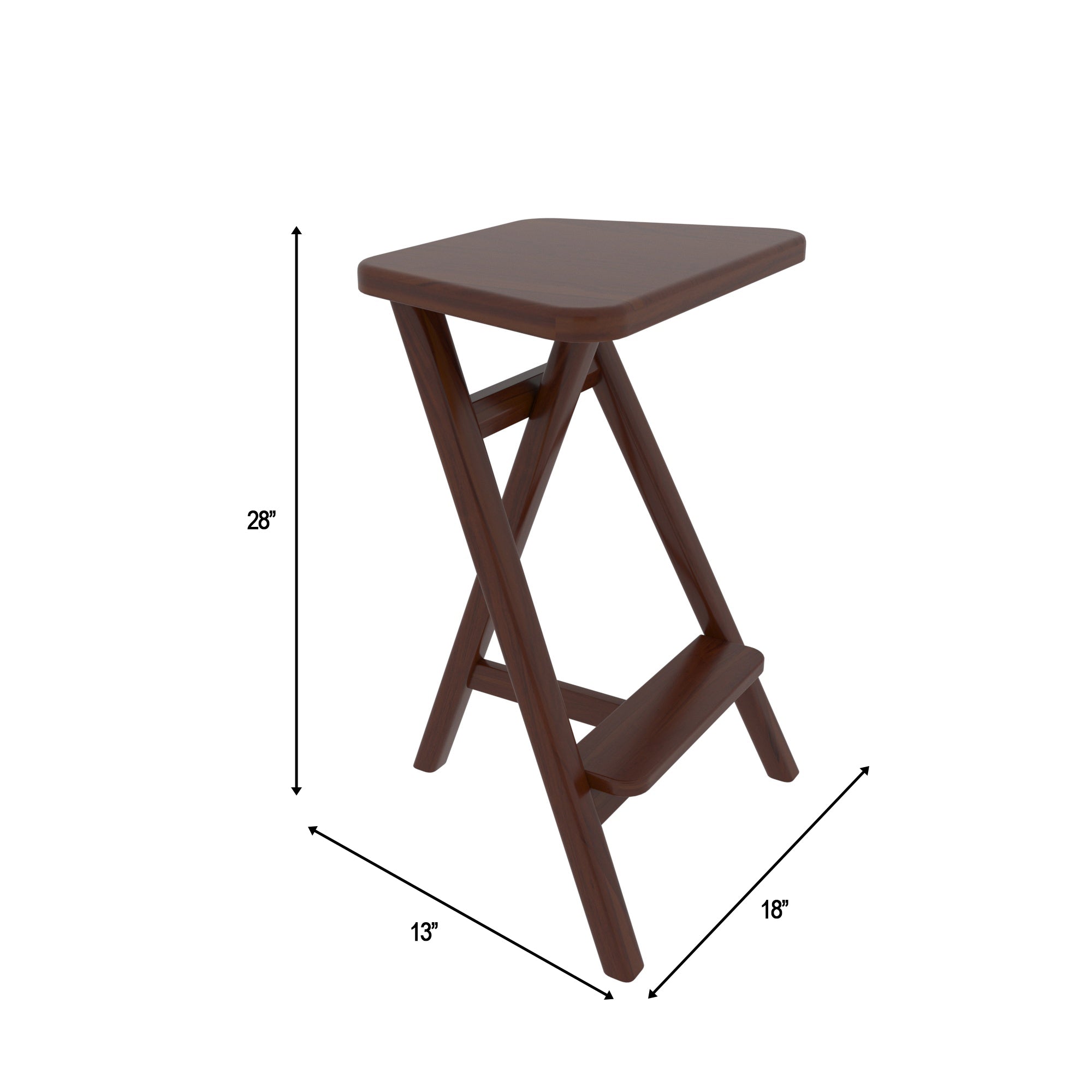 Antique Southern Dark Finished Wooden Step Bar Stool Stool