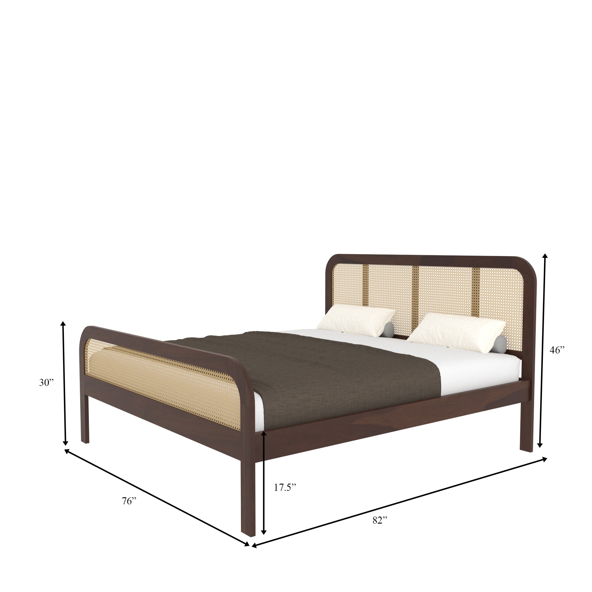 Rounded Cane Panel Bed with Soft Edges Bed