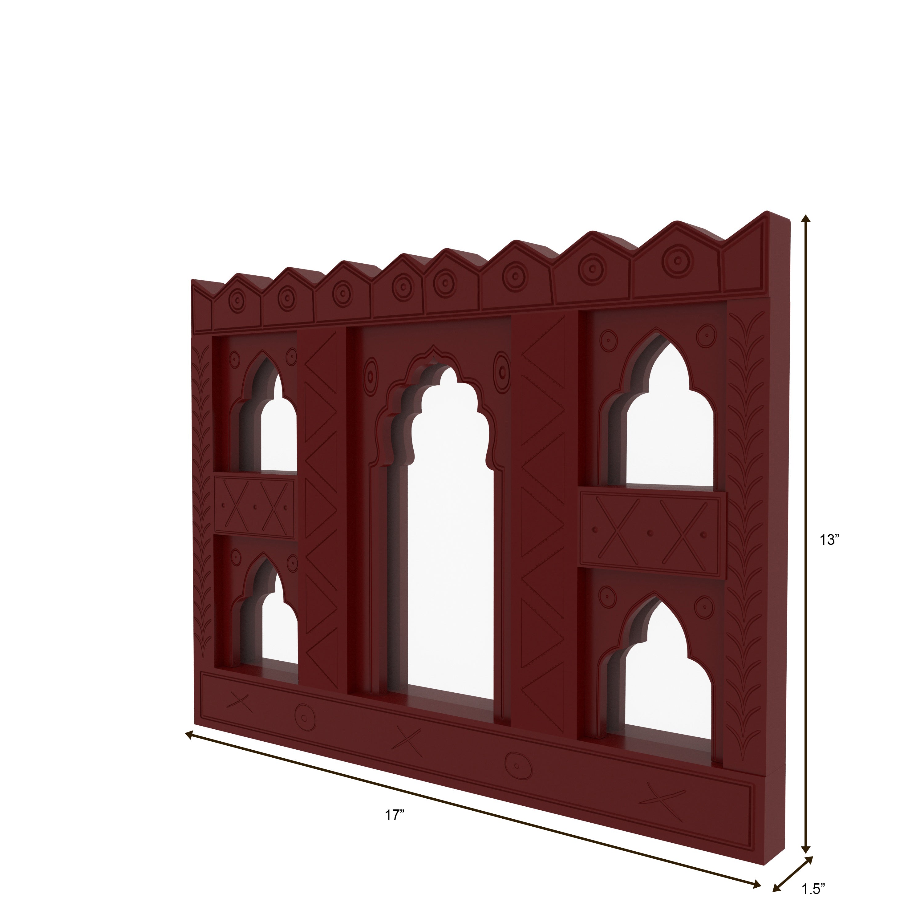 Rajasthani Vintage Style Window Frame Wall Décor – Red Finish Wall Decor