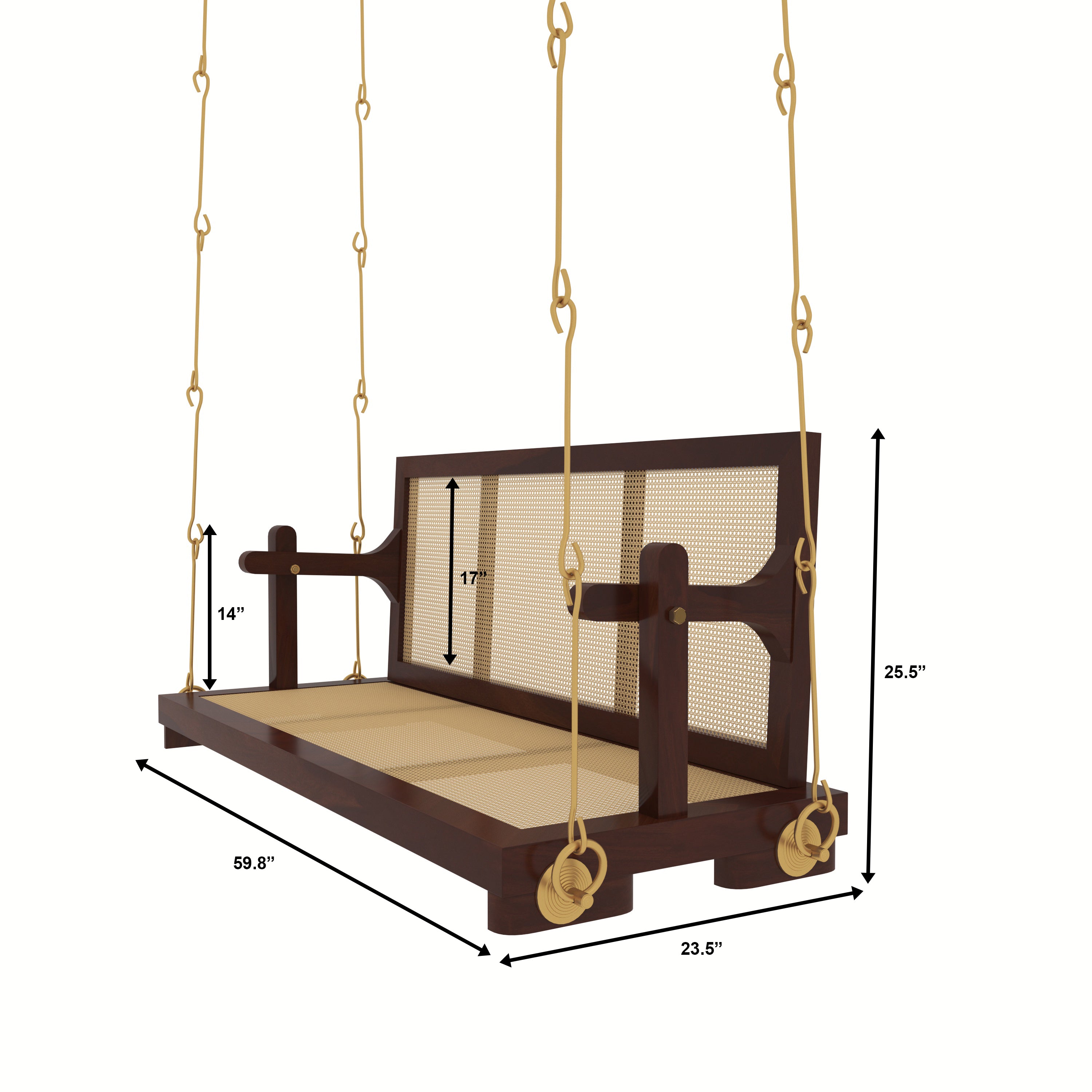 traditional cane swing with seating and back Swing