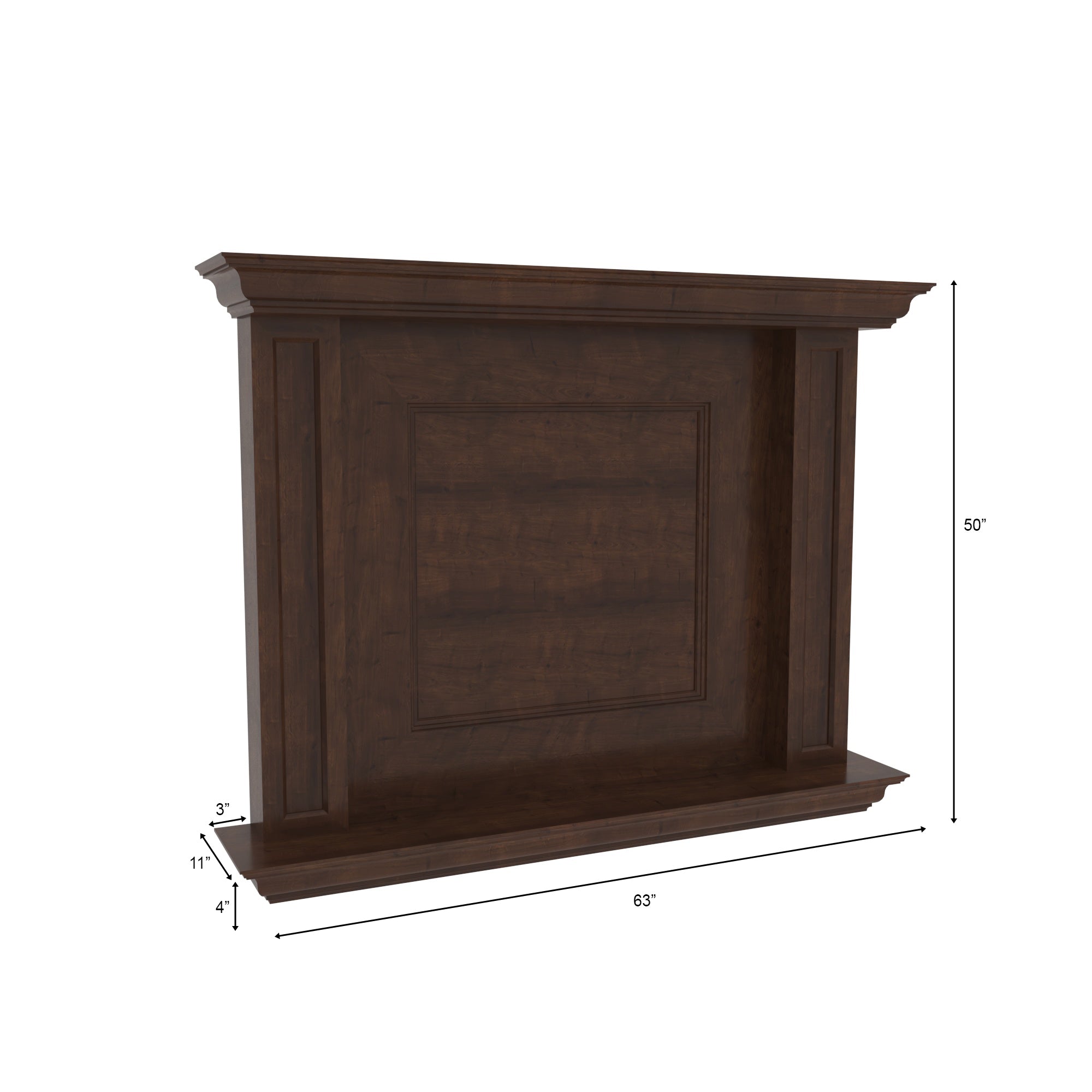 Fireplace Mantel TV Frame - Handcrafted Wooden Surround with Crown Moulding Tv stand