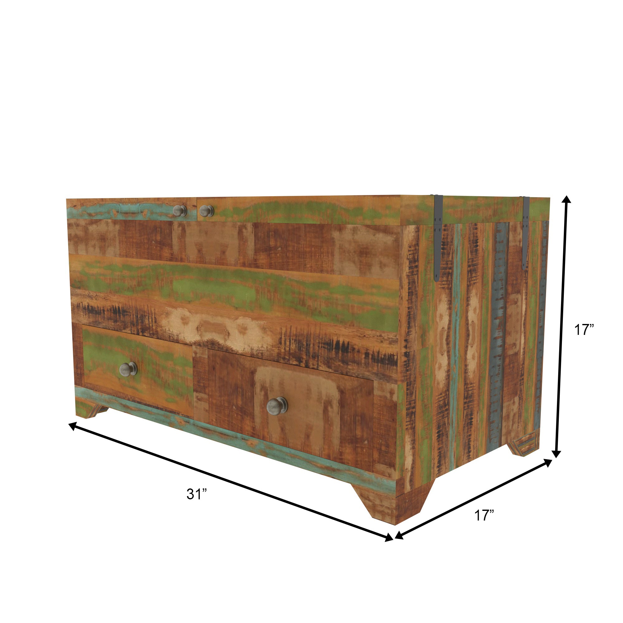 Colorful Reclaimed Wood Storage Chest - Multi-Drawer Cabinet Drawer's Chest