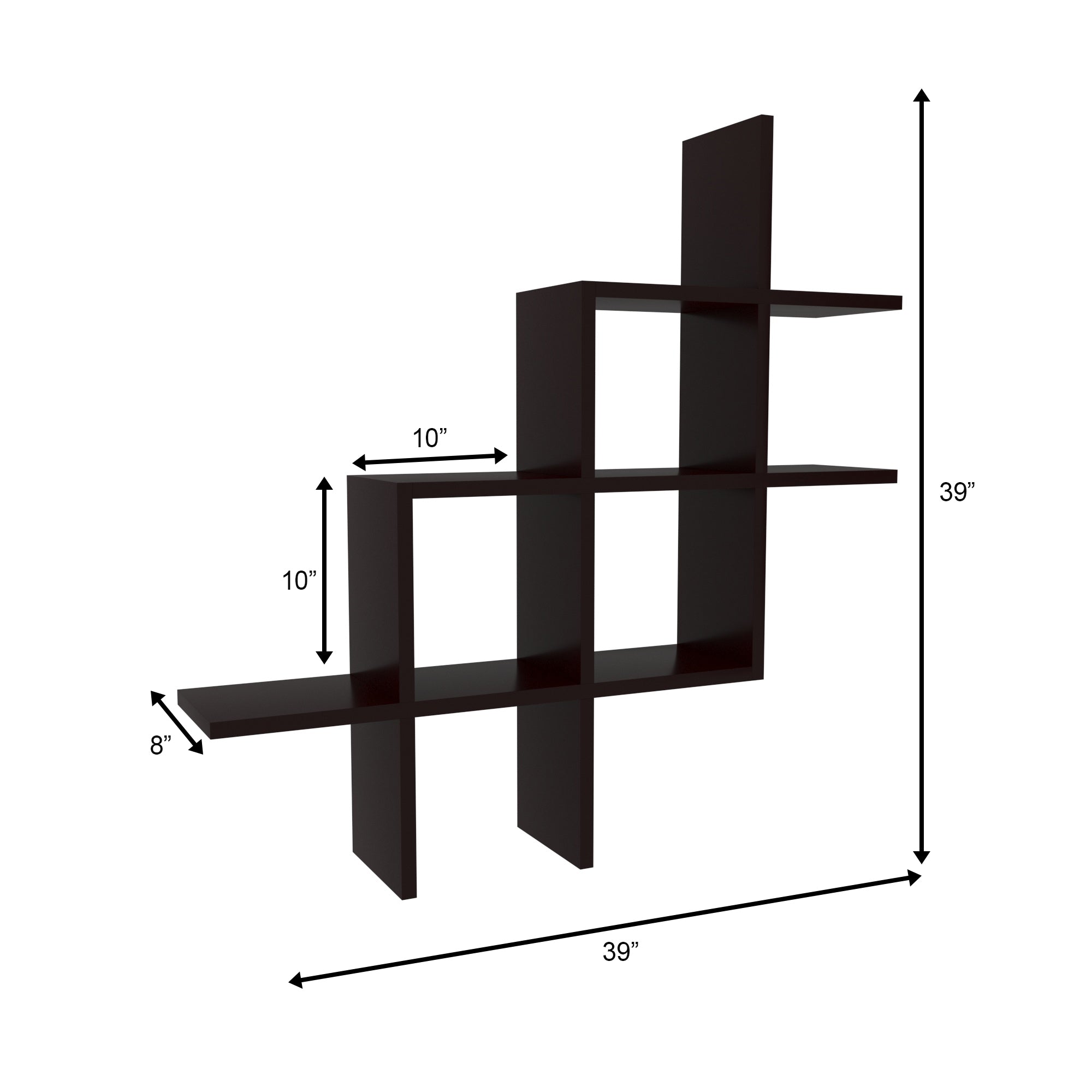 Asymmetric Wall Shelf - Contemporary Floating Display Unit Wall Rack