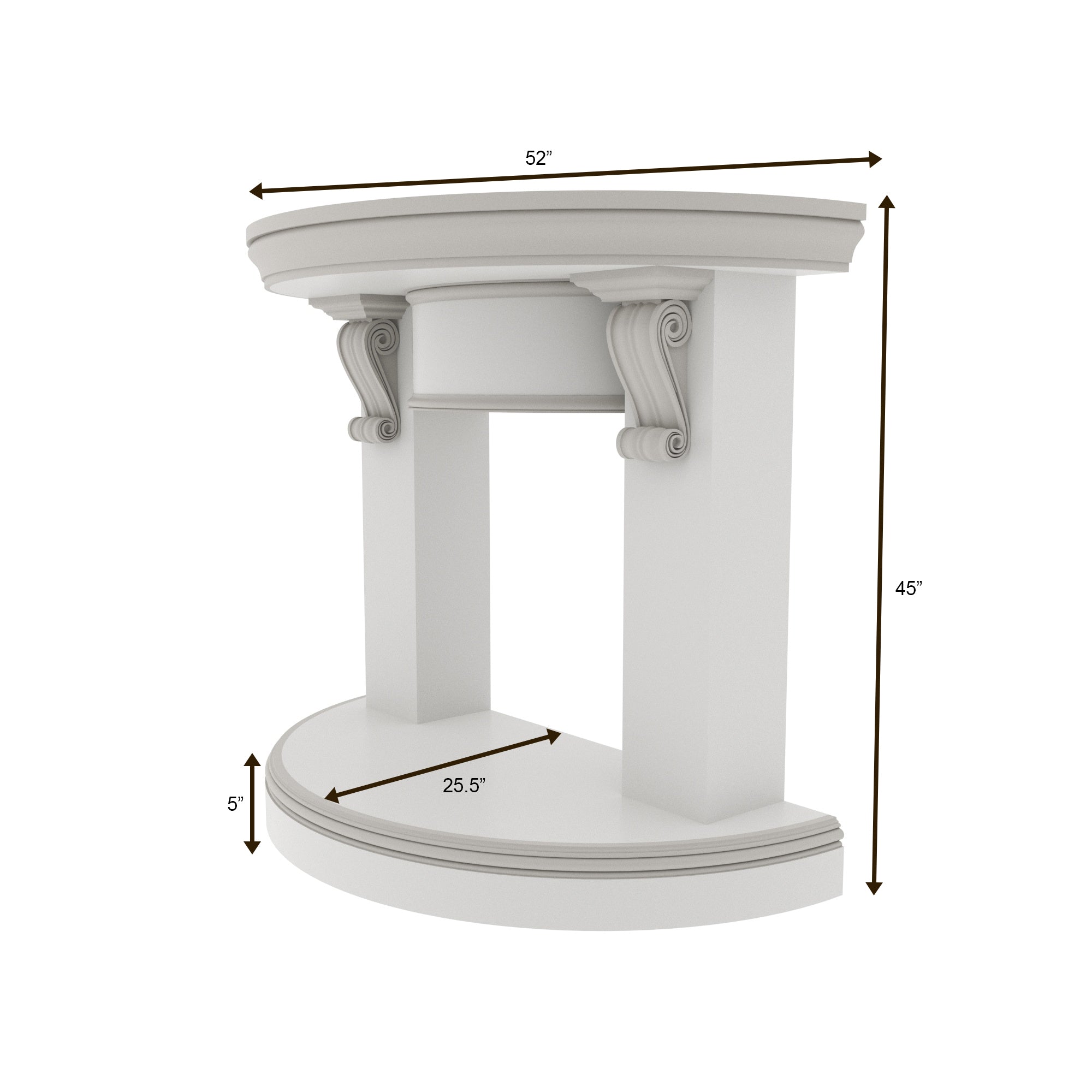 Elegant Round Fireplace Mantel with Curved Scroll Brackets Fire Mantel