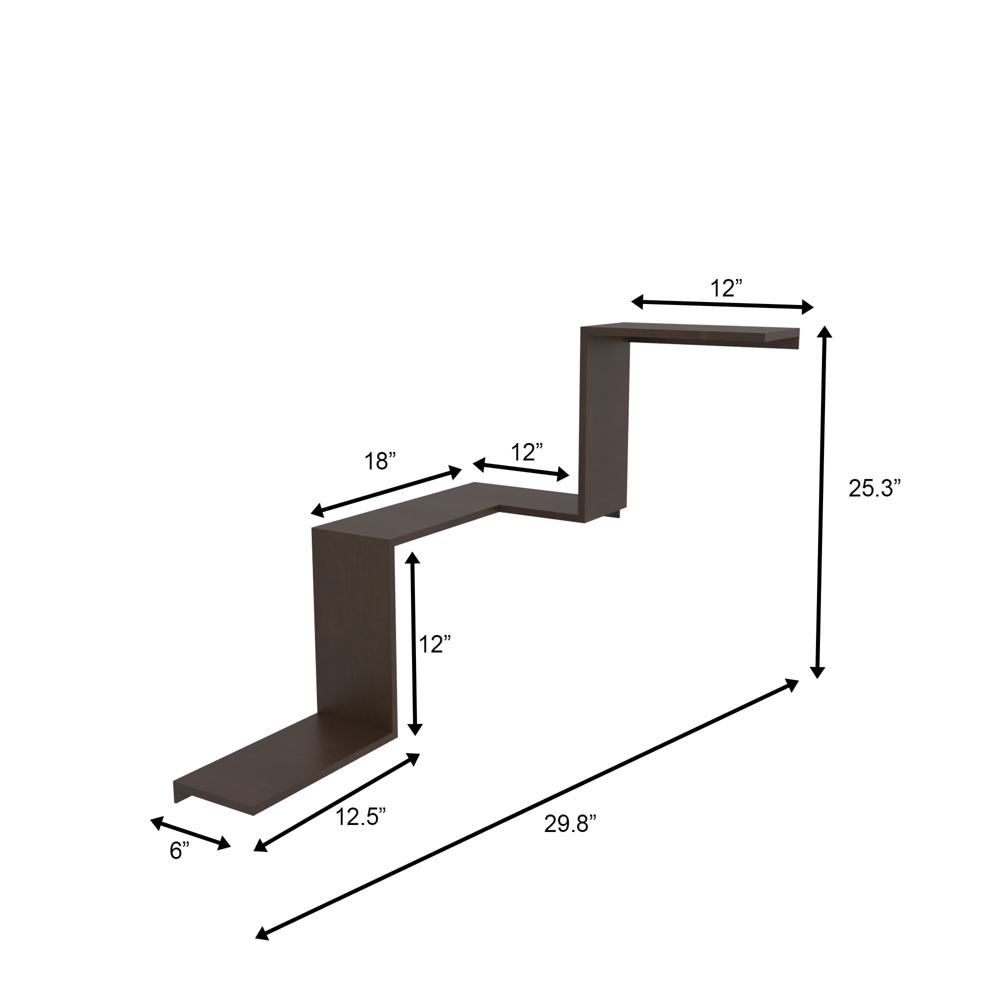 Stepped Corner Wall Shelf - Modern Floating Display Rack Wall Rack