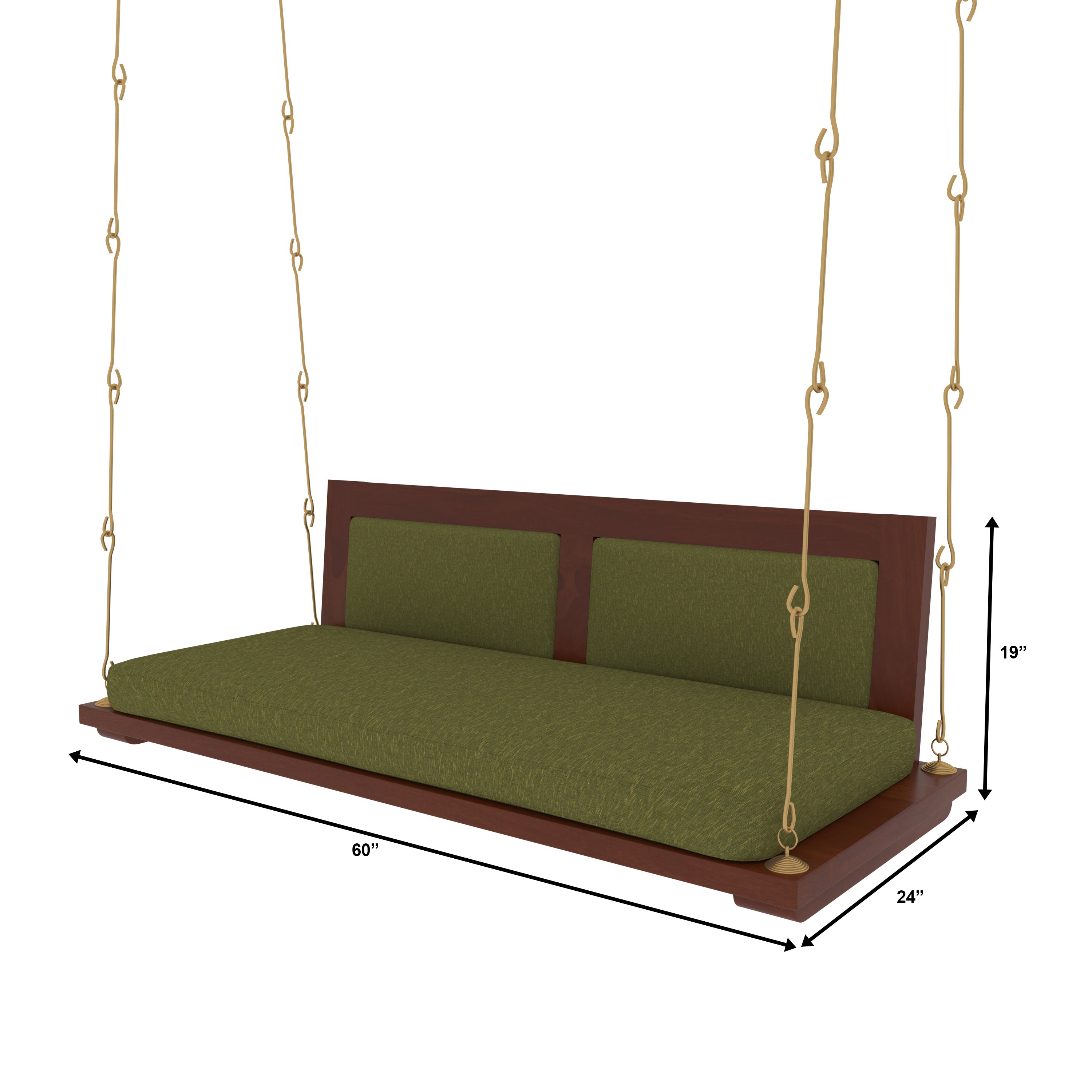 Modern Indoor Swing with Cushioned Seating – Contemporary Wooden Jhula Swing