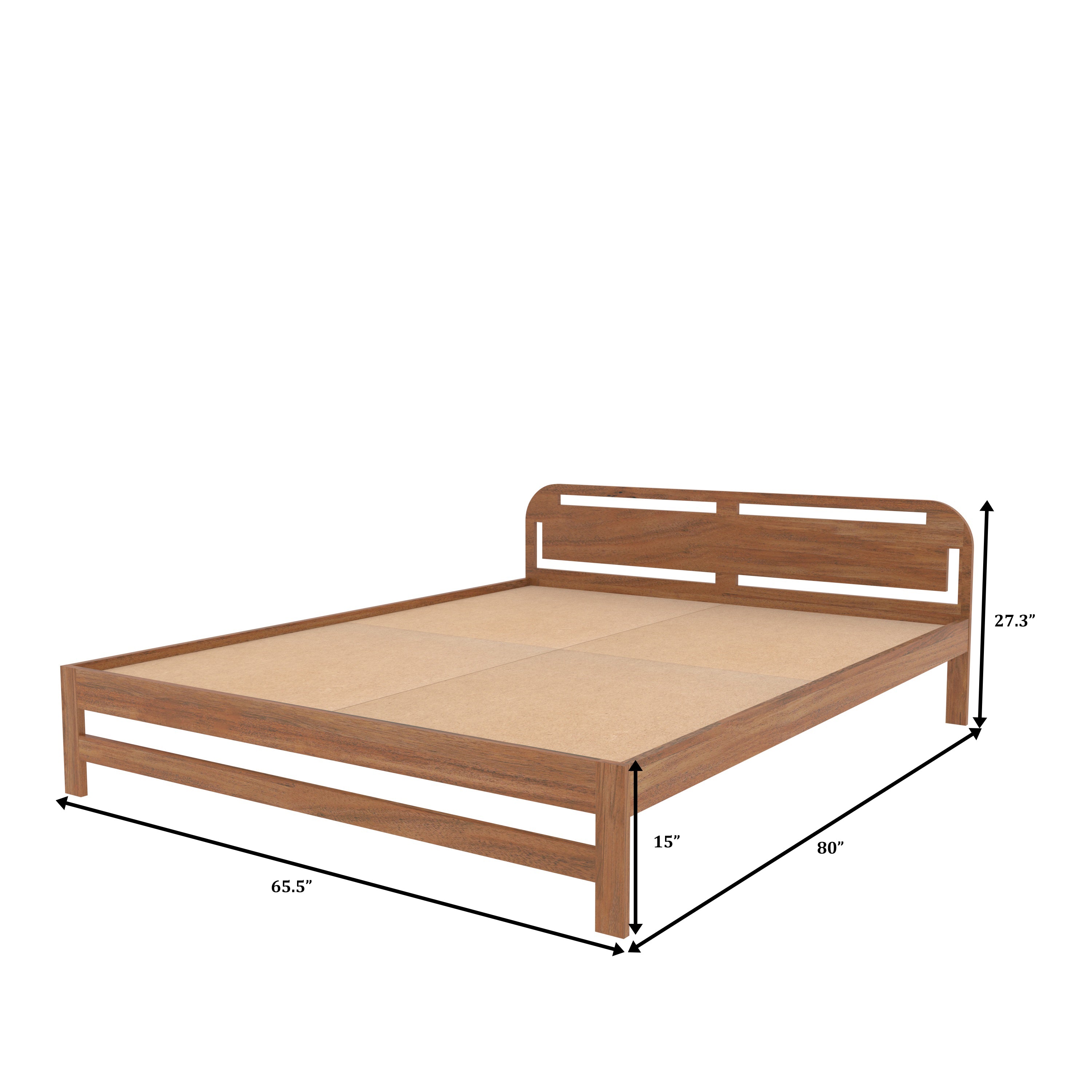 Modern Marble Accent Bedroom with Wooden Platform Bed Bed