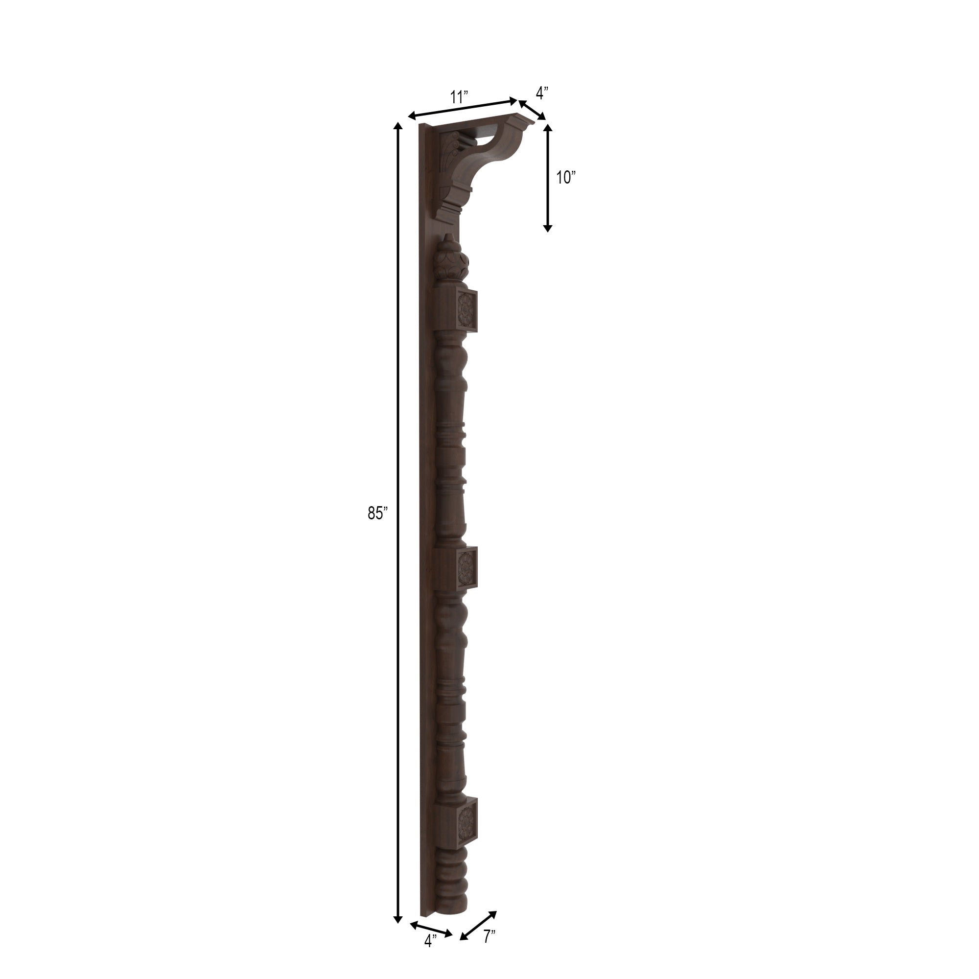 Hand-Turned Decorative Pilaster with Corbel Detail Pillar