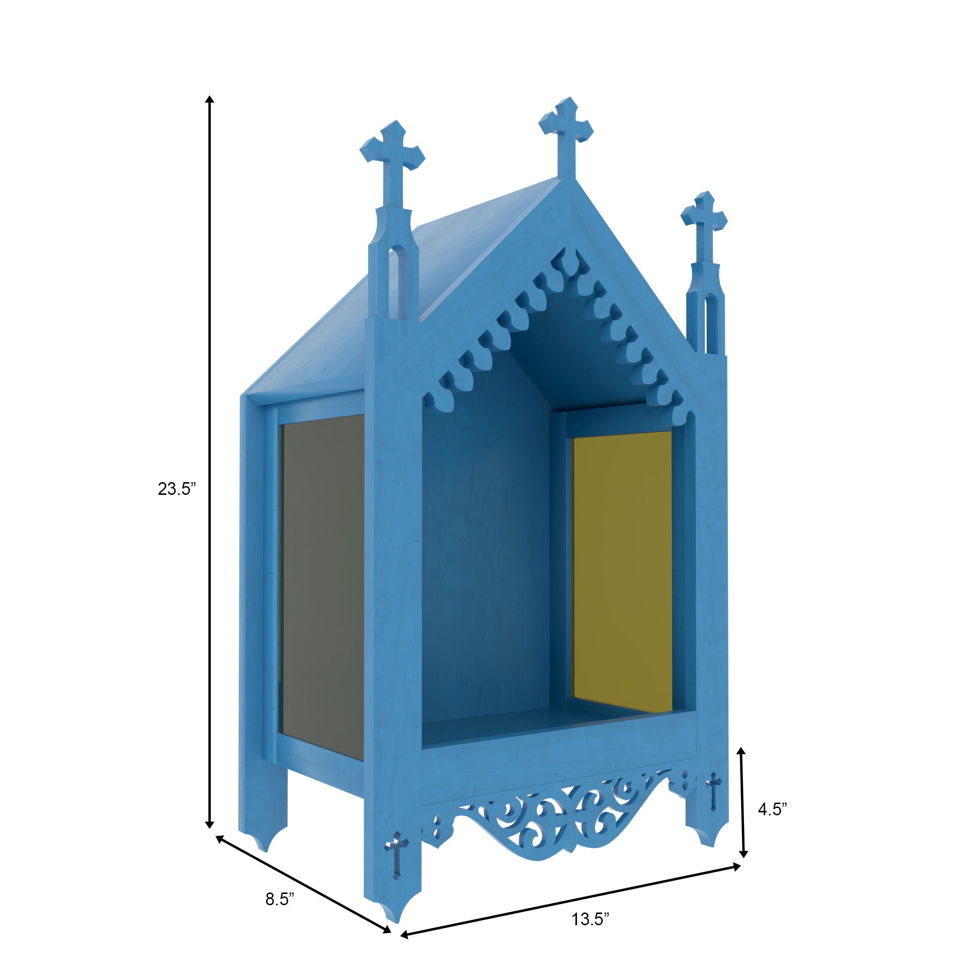 Handcrafted Gothic Chapel Altar Box with Cross Finials Altar