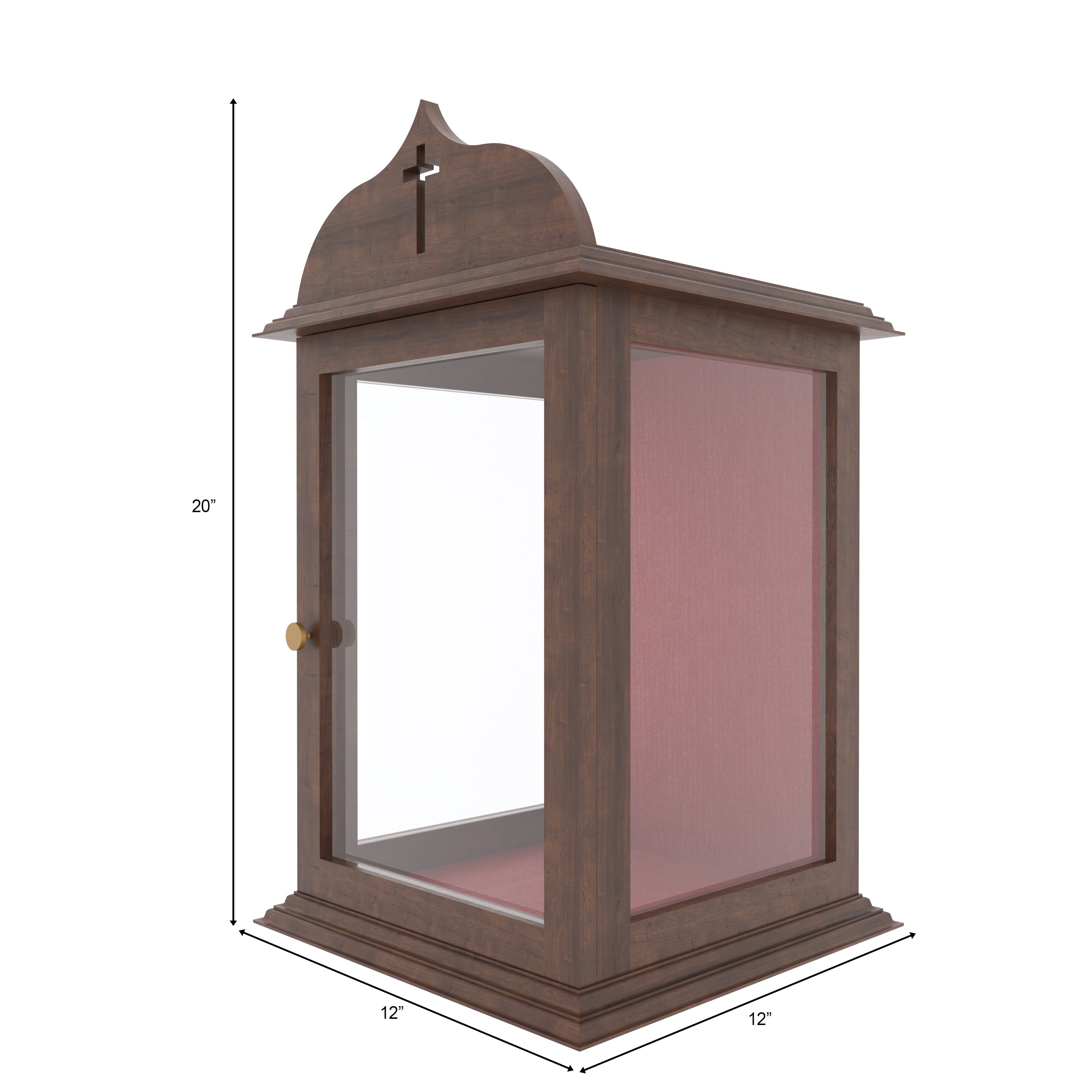 Handcrafted Wooden Chapel Altar Cabinet with Glass Door. Altar
