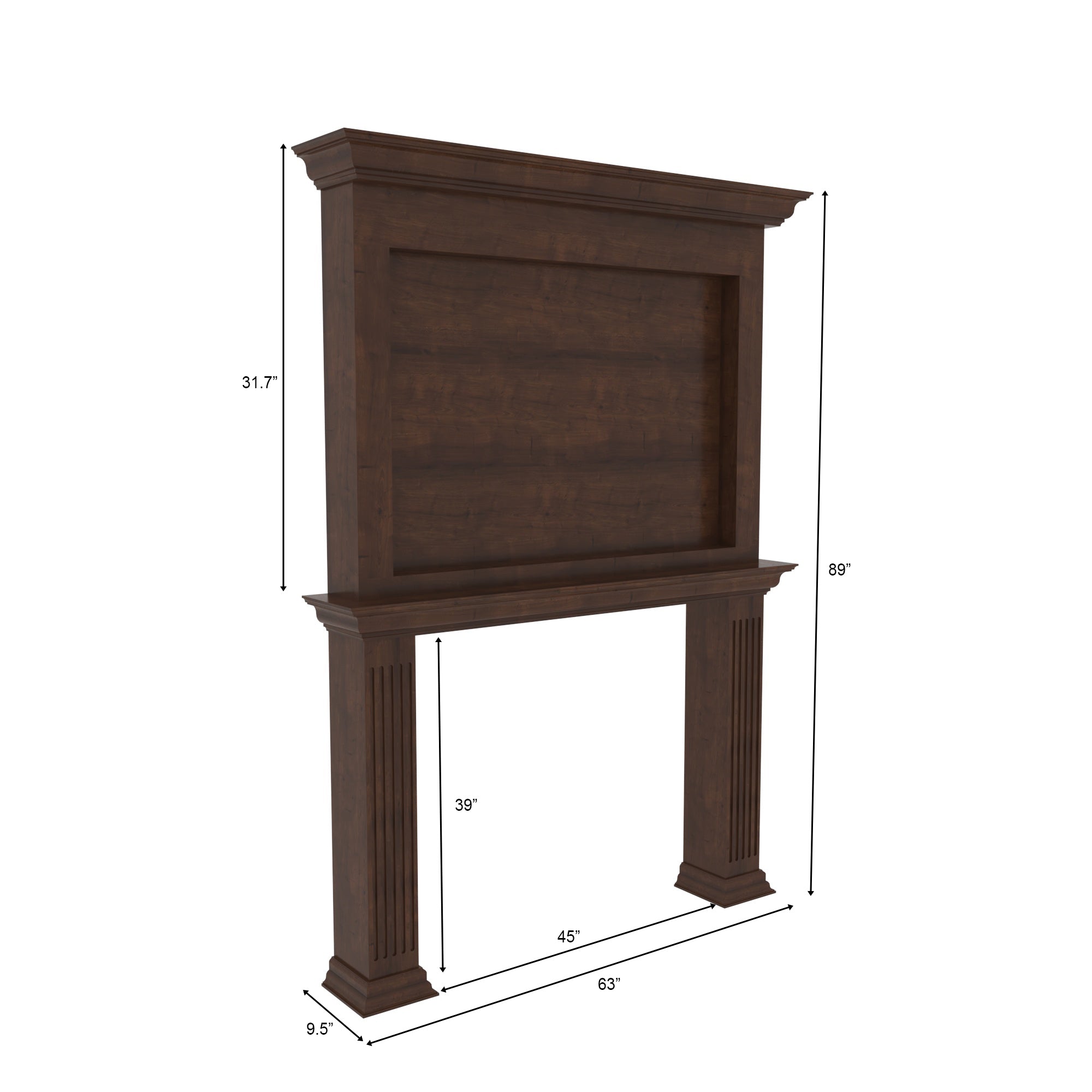 Classic Solid Wood Fireplace TV Unit with Wall Panel & Mantel Design Fire Mantel