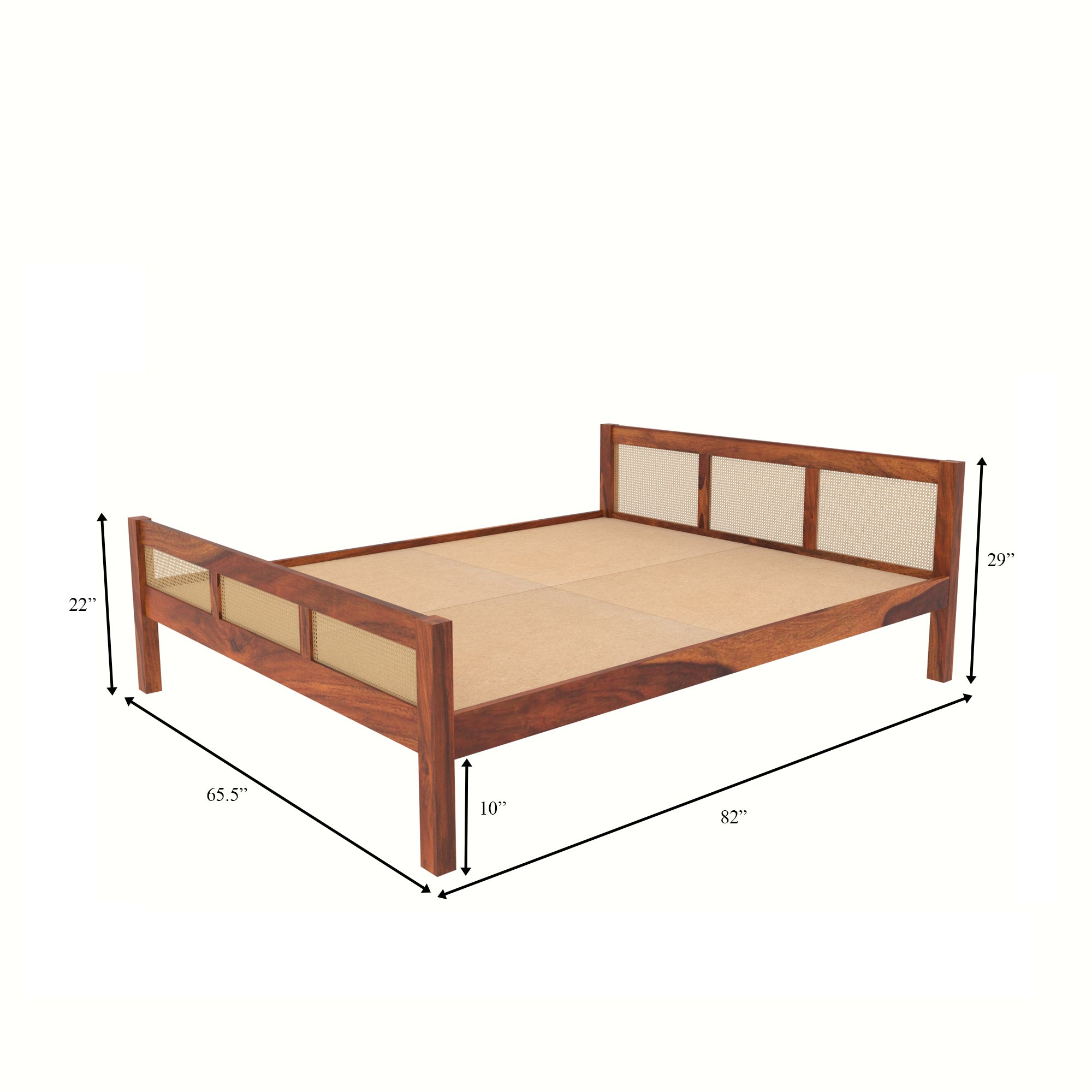 Cane Panel Bed with Contemporary Design Bed