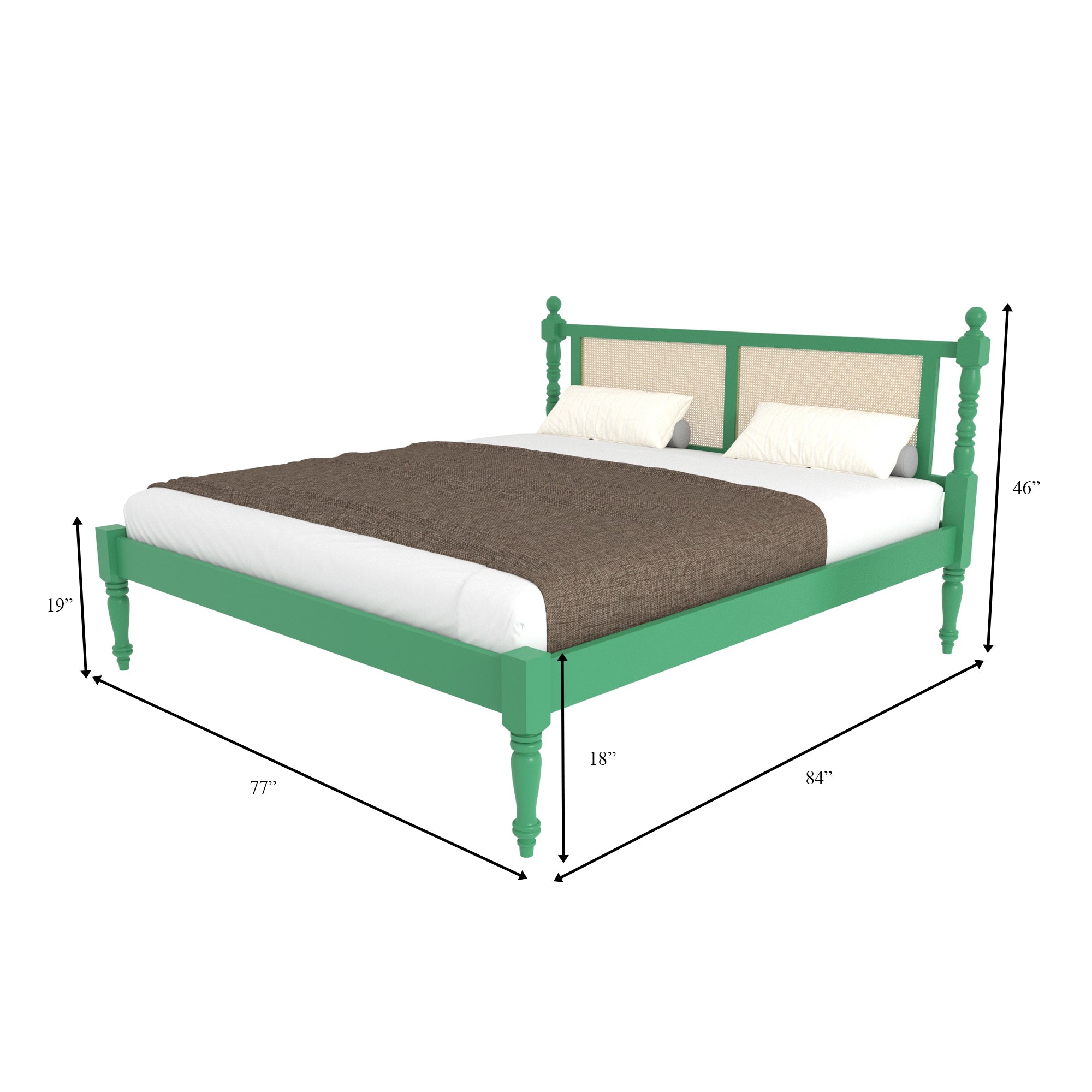 Traditional Cane Panel Bed with Turned Posts Bed