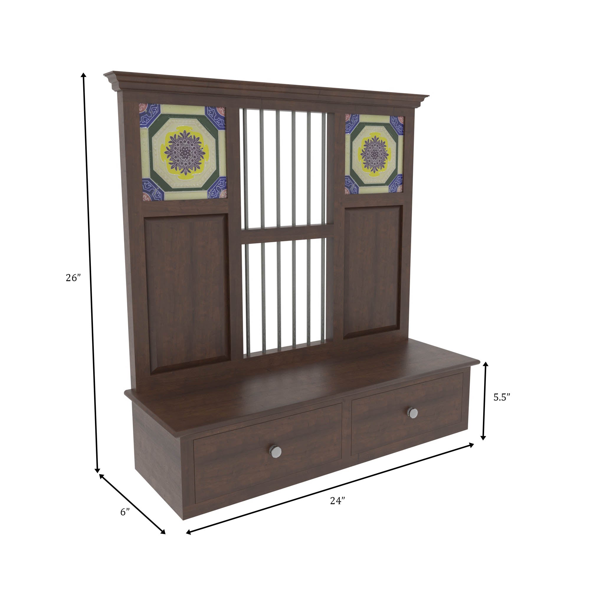Traditional Panelled Wall Console Wall Rack