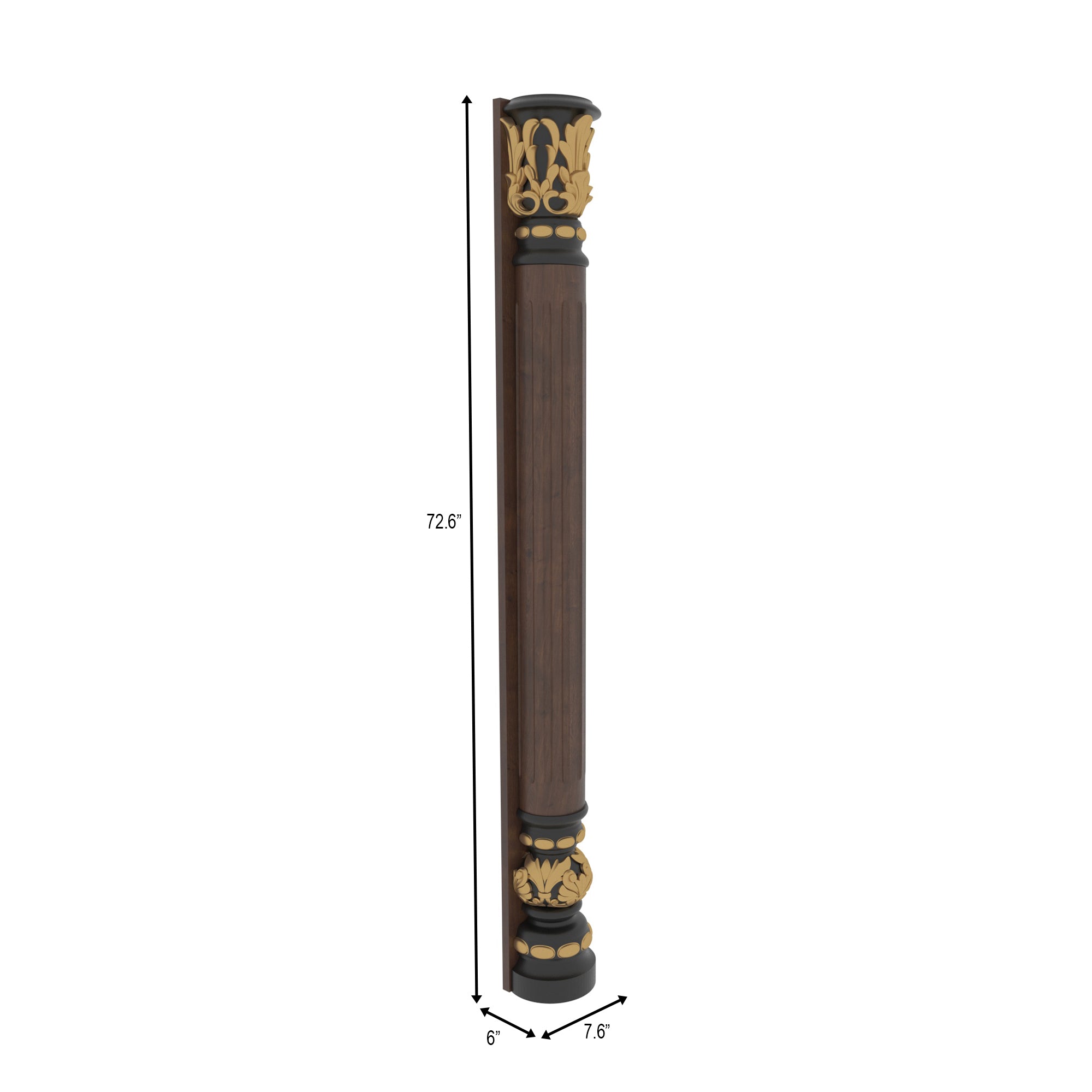 Imperial Fluted Pillar with Ornate Gold Leaf Capitals Pillar