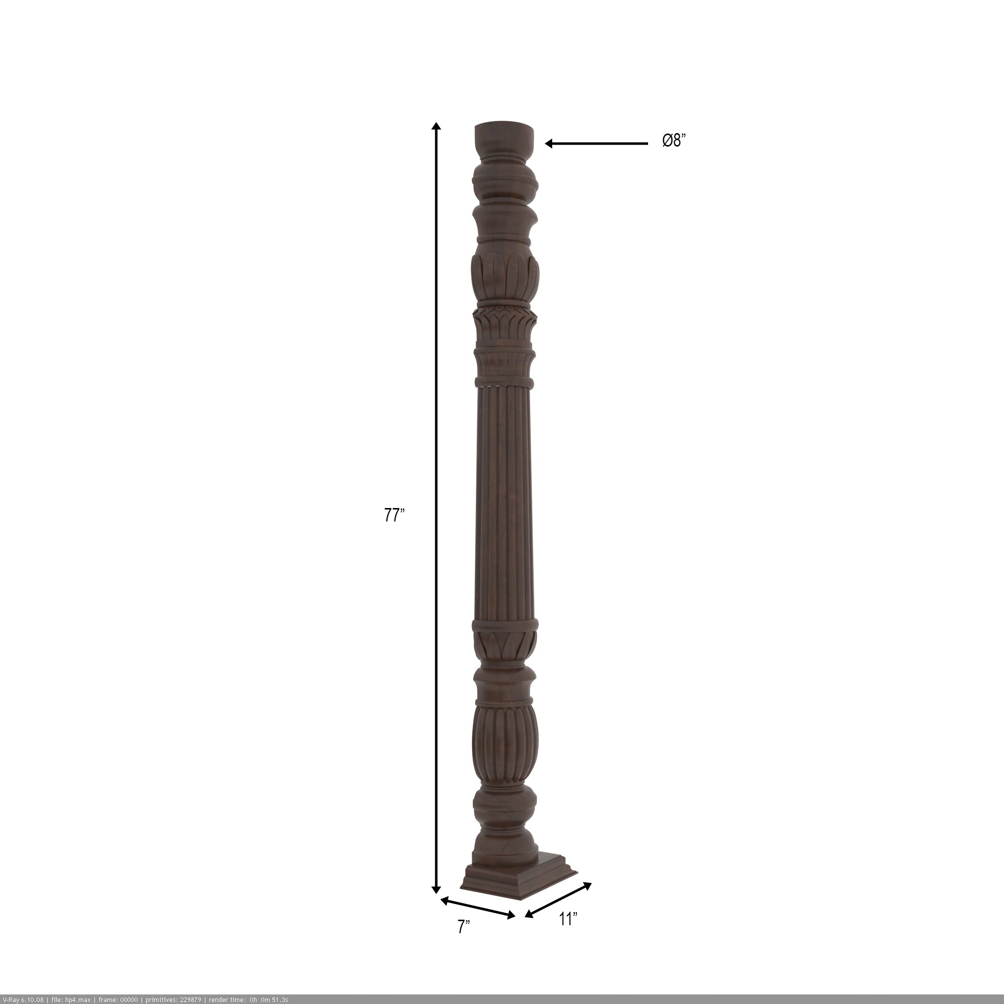 Hand-Turned Classic Baluster Pillar Pillar
