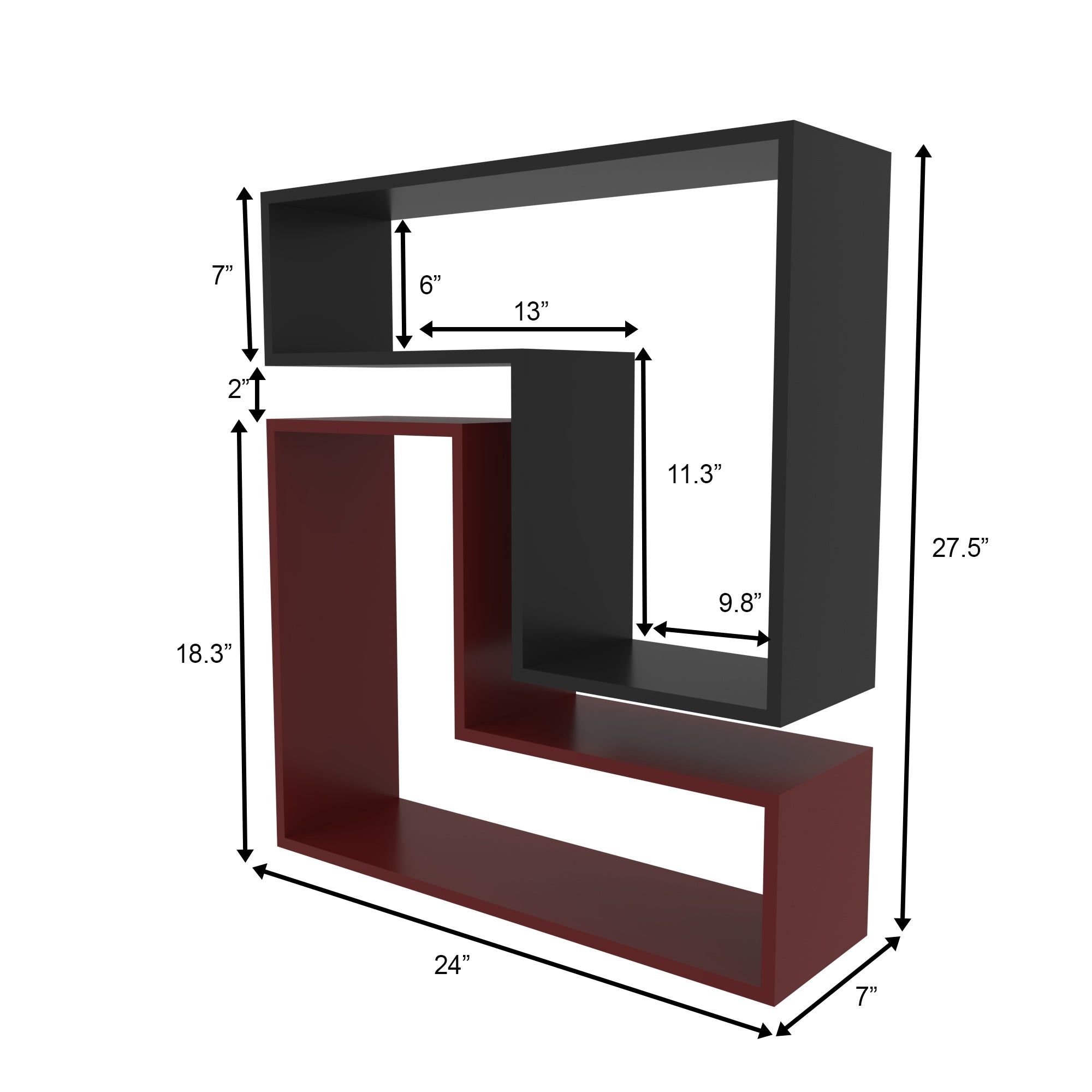 Interlocking Wall Shelf - Two-Tone Geometric Display Rack Wall Rack