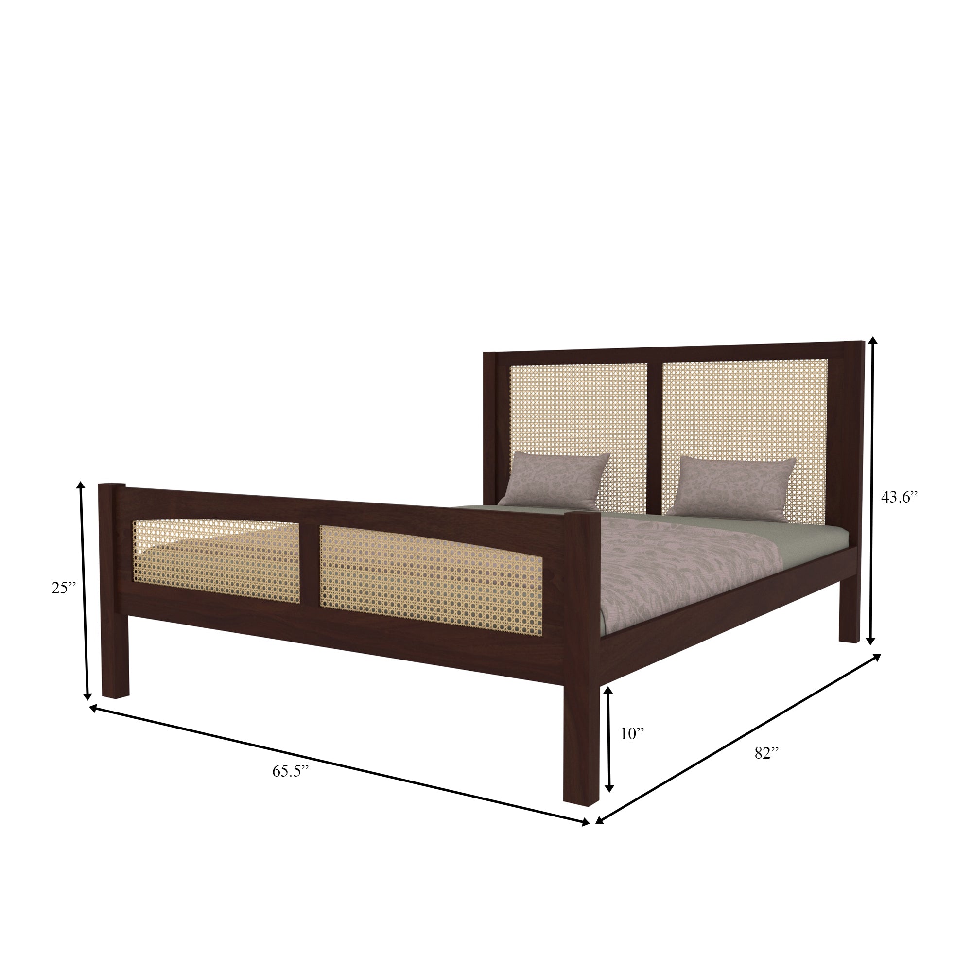 Full Cane Panel Bed with Contemporary Frame Bed