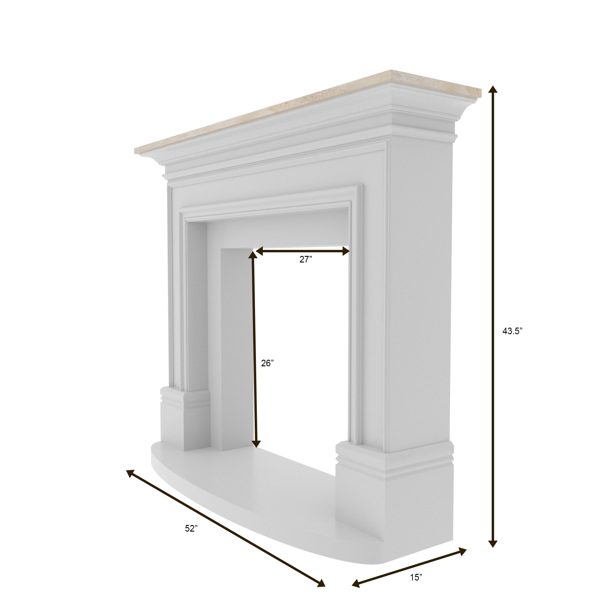 Modern White Fireplace Mantel - 52" Contemporary Fire Surround with Square Columns Fire Mantel