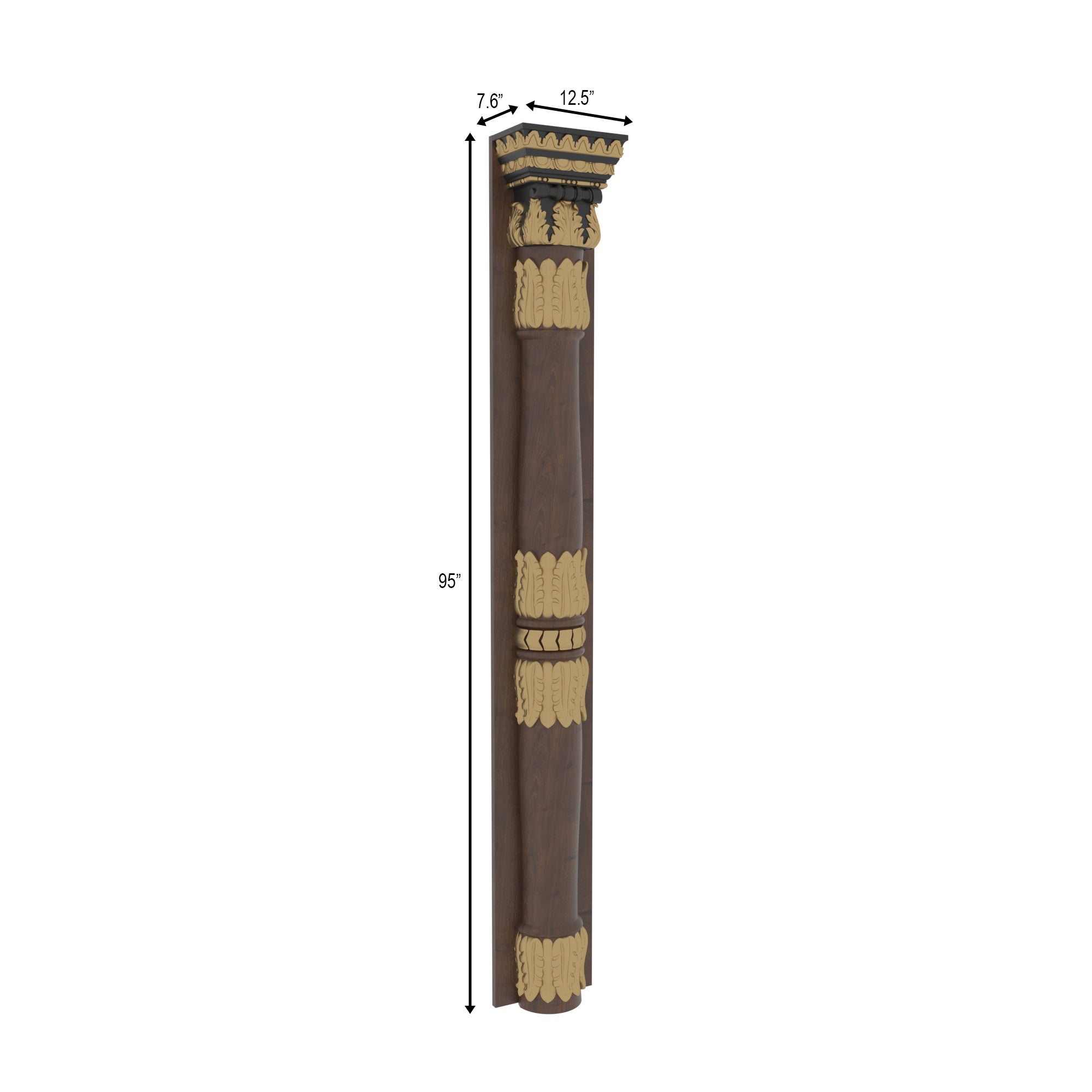 Royal Acanthus Decorative Pilaster with Gold Accents Pillar
