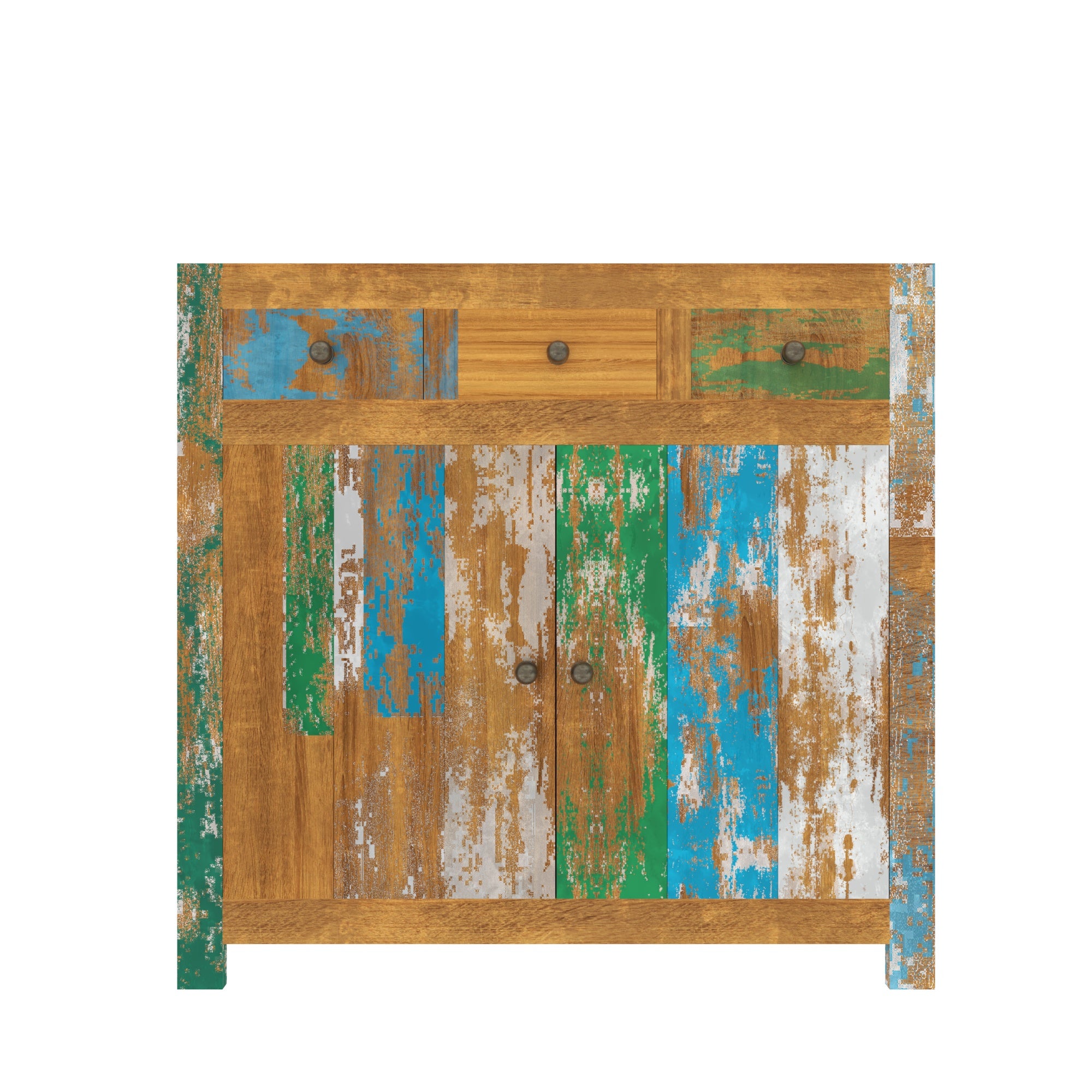 Colorful Reclaimed Wood Sideboard - Rustic Storage Cabinet Cupboard