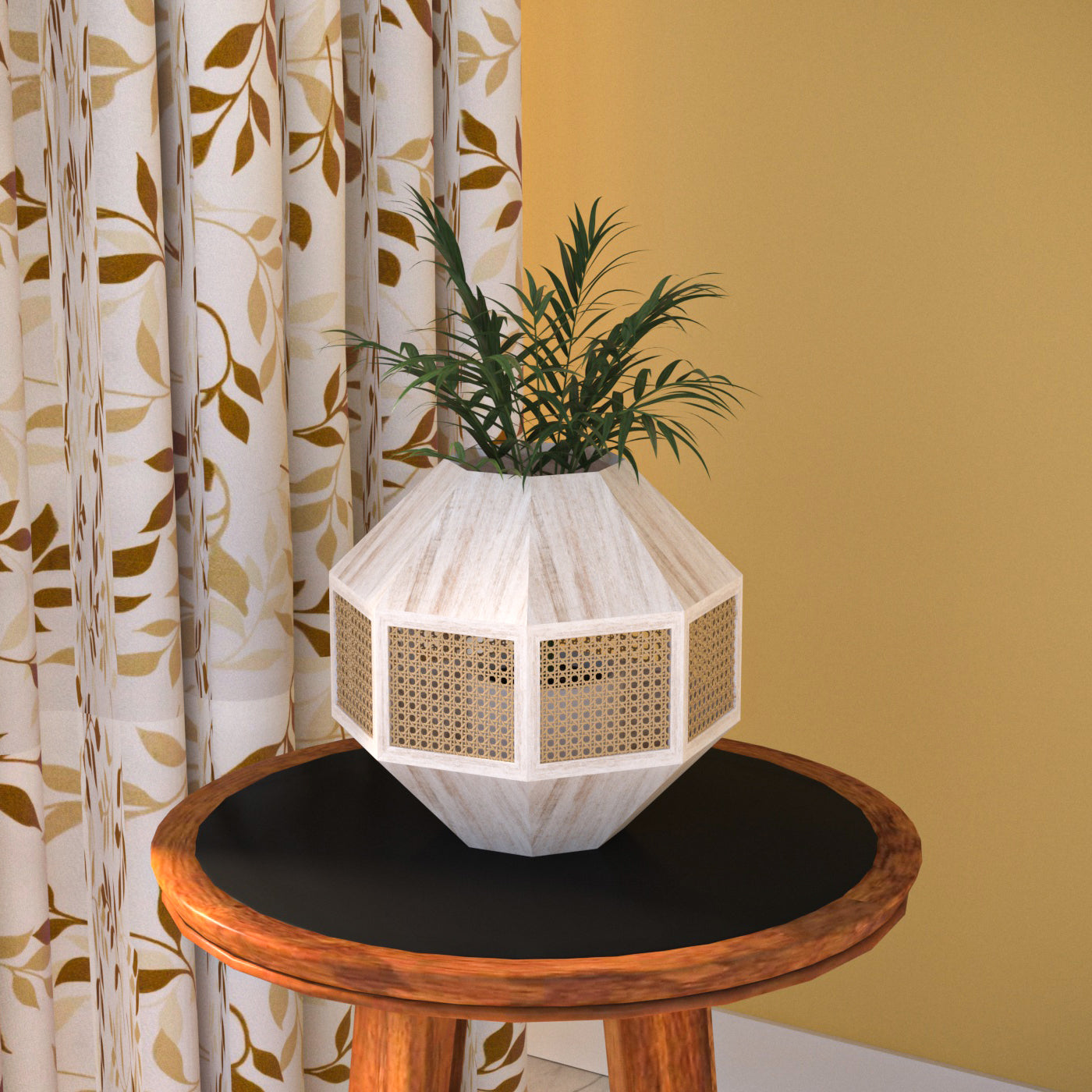 Diamond Shaped Wooden Handmade White Distressed Flowerpot for Home Vase